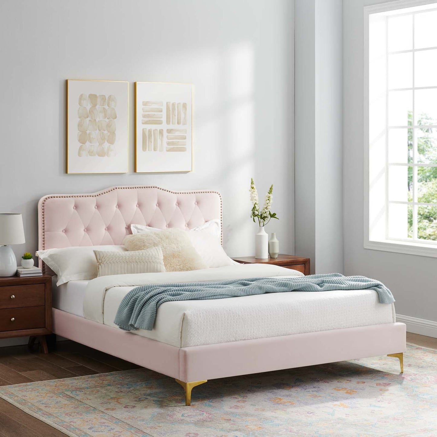 Amber Performance Velvet Queen Platform Bed By Modway - MOD-6775 | Beds - 83