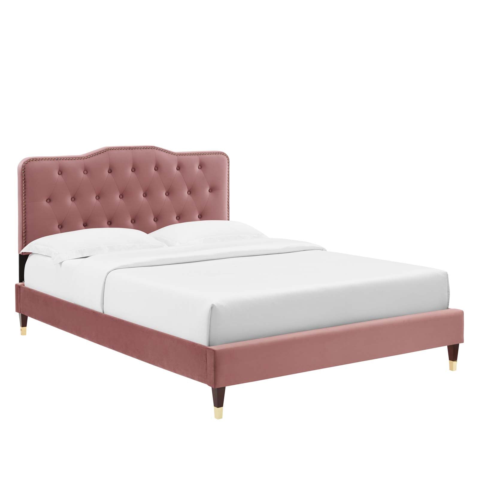 Amber Performance Velvet Queen Platform Bed By Modway - MOD-6776 | Beds - 16