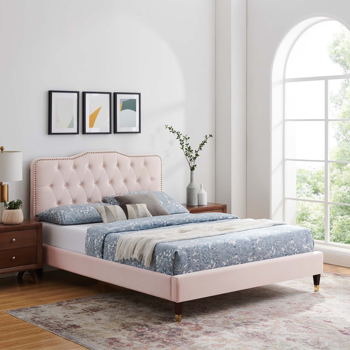 Amber Performance Velvet Queen Platform Bed By Modway - MOD-6776 | Beds - 78