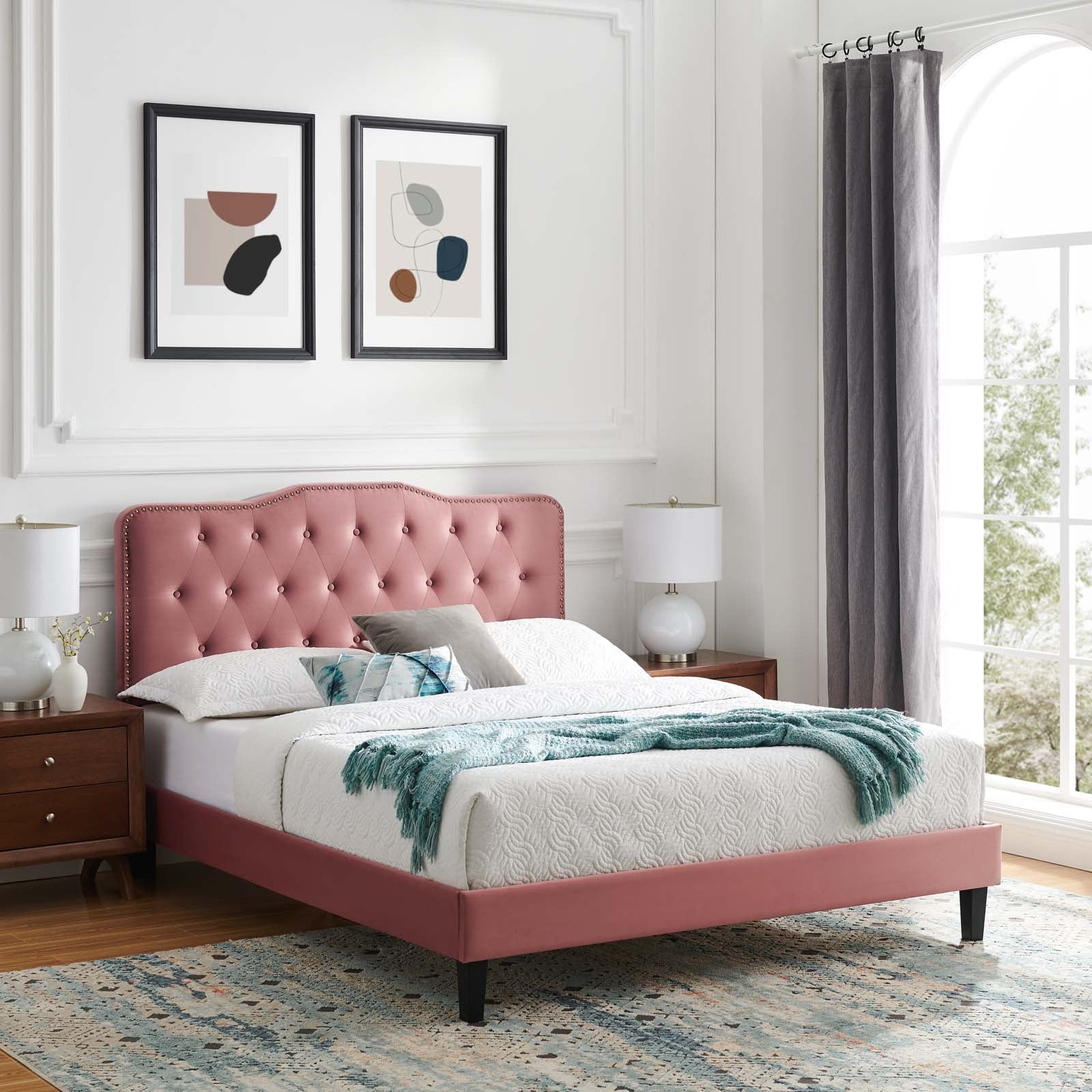 Amber Performance Velvet Queen Platform Bed By Modway - MOD-6777 | Beds - 21