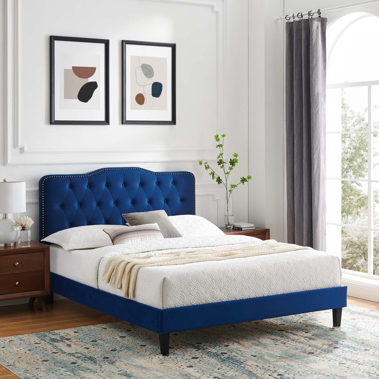 Amber Performance Velvet Queen Platform Bed By Modway - MOD-6777 | Beds - 62