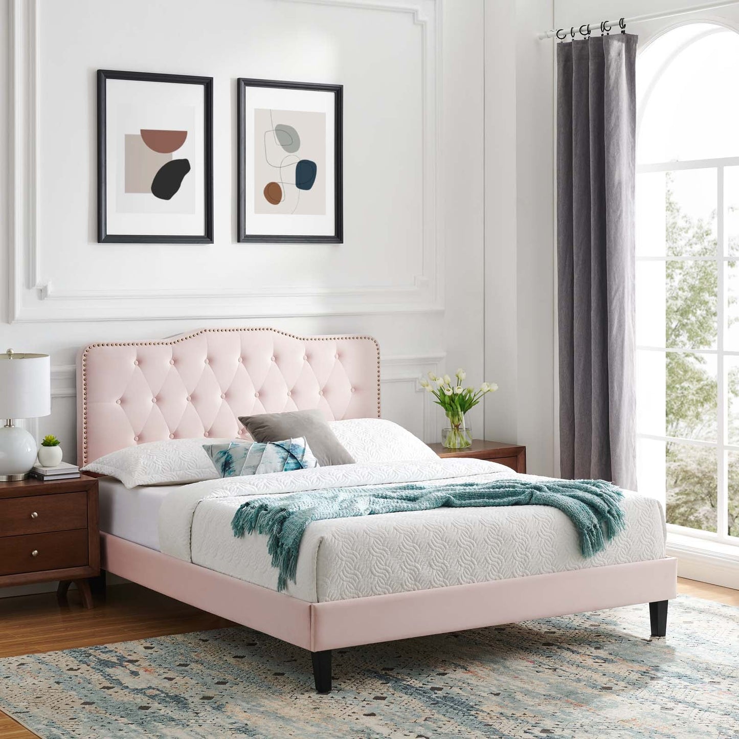 Amber Performance Velvet Queen Platform Bed By Modway - MOD-6777 | Beds - 76