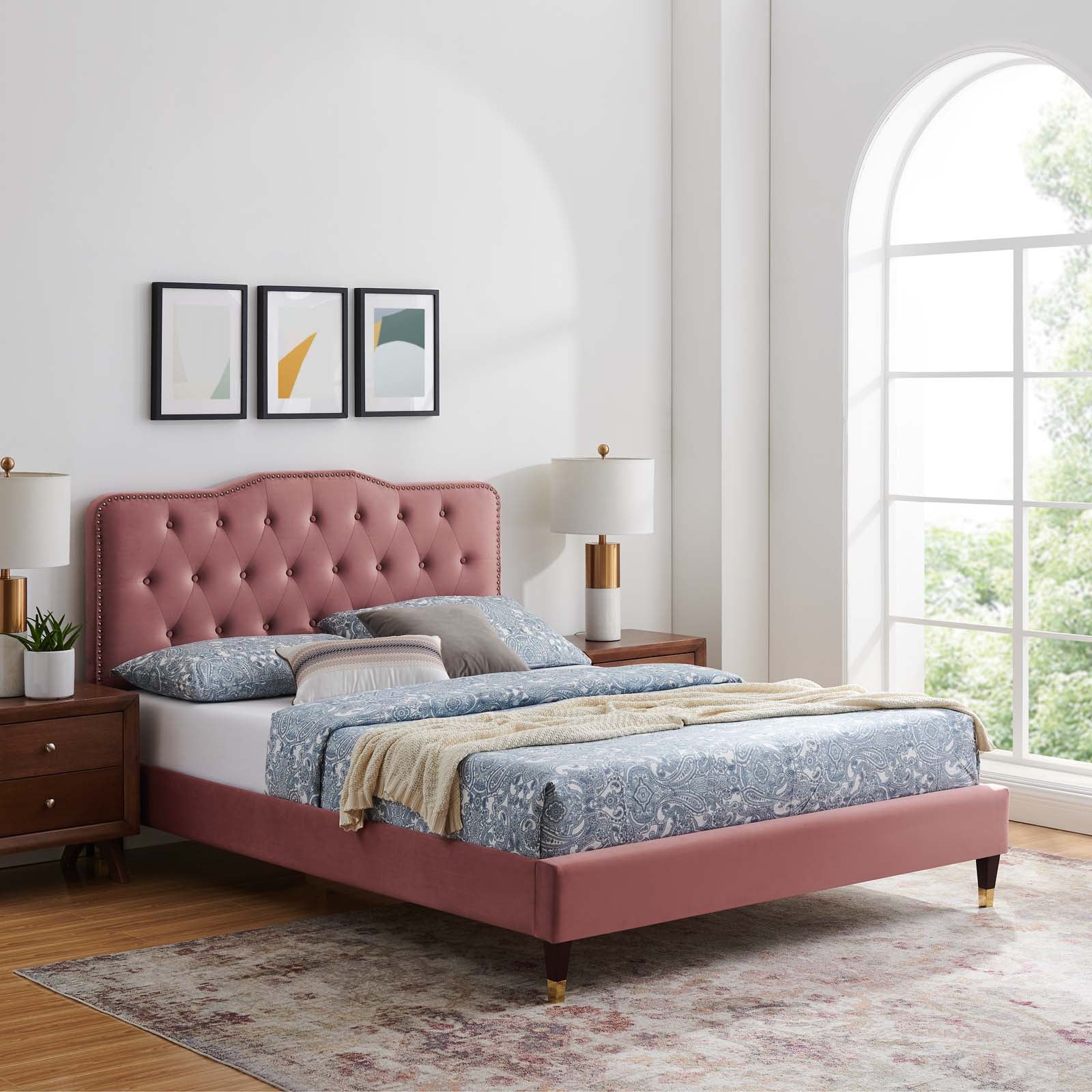 Amber Performance Velvet Twin Platform Bed By Modway - MOD-6779 | Beds - 22