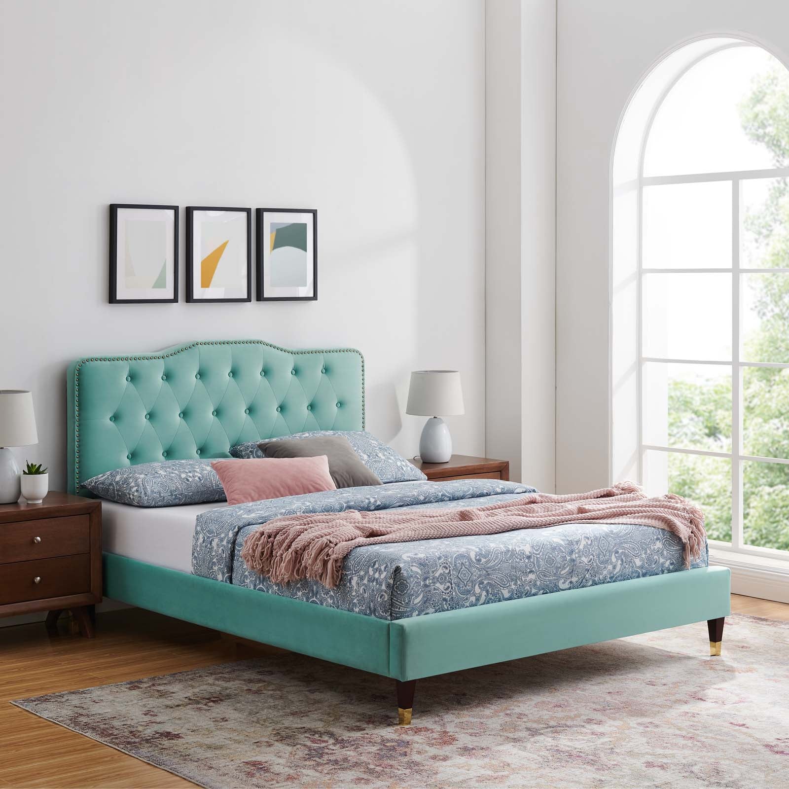 Amber Performance Velvet Twin Platform Bed By Modway - MOD-6779 | Beds - 50