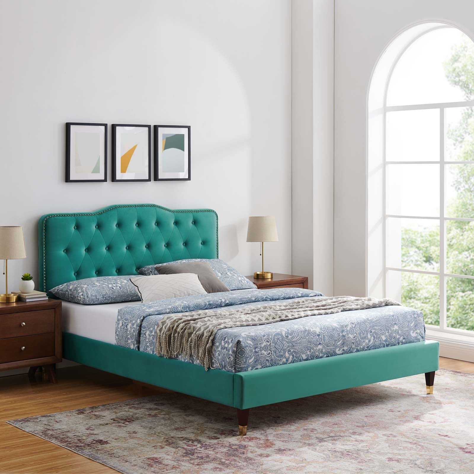 Amber Performance Velvet Twin Platform Bed By Modway - MOD-6779 | Beds - 92