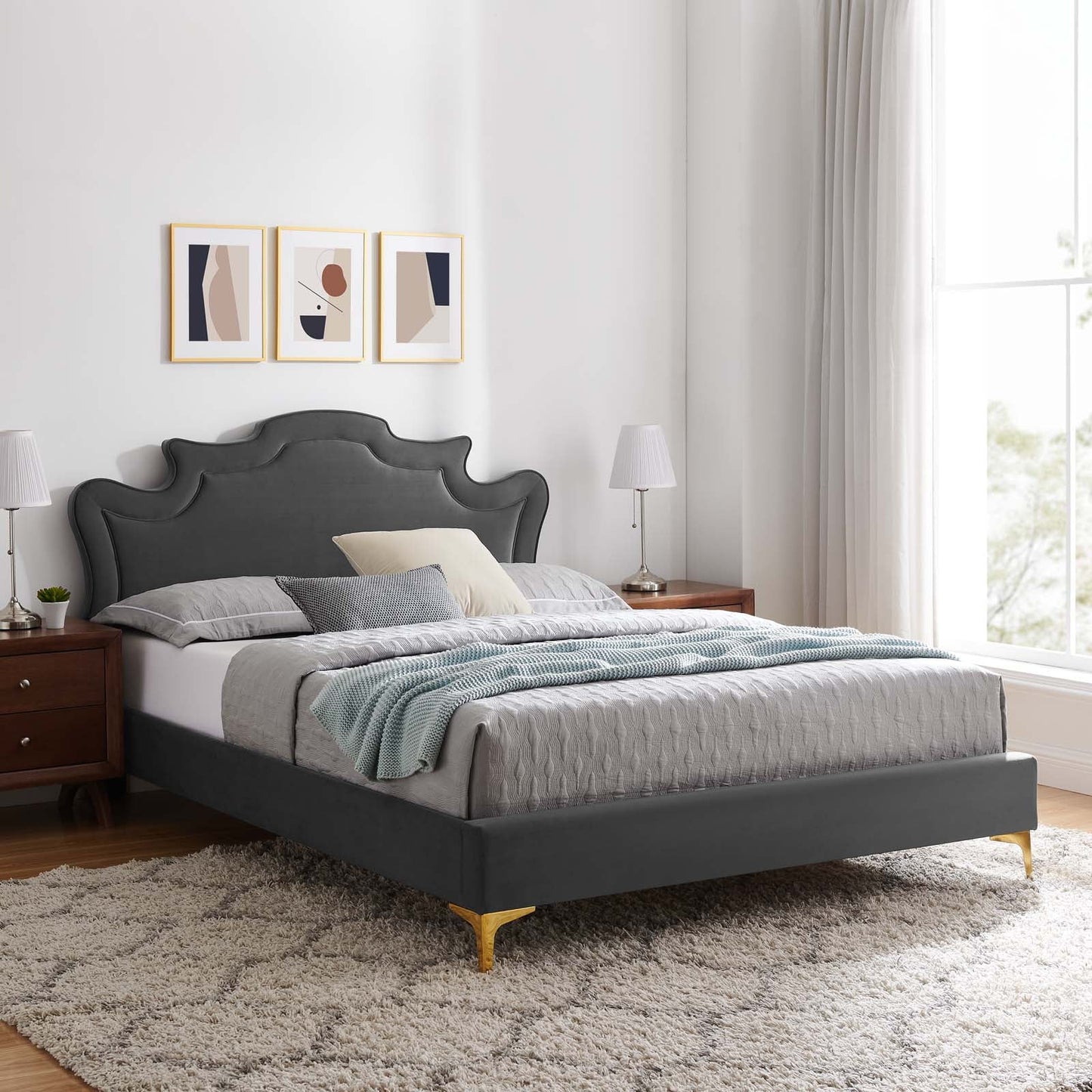 Neena Performance Velvet Twin Bed By Modway - MOD-6790 | Beds | Modishstore - 4