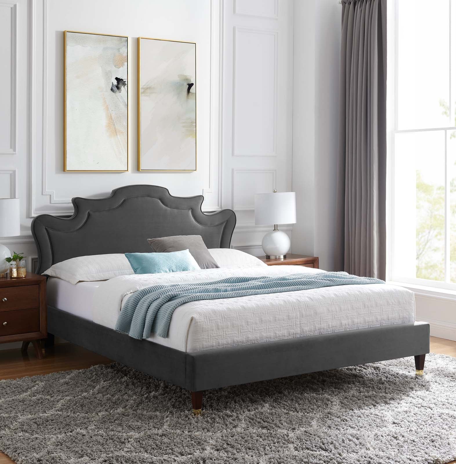 Neena Performance Velvet Twin Bed By Modway - MOD-6795 | Beds | Modishstore - 4