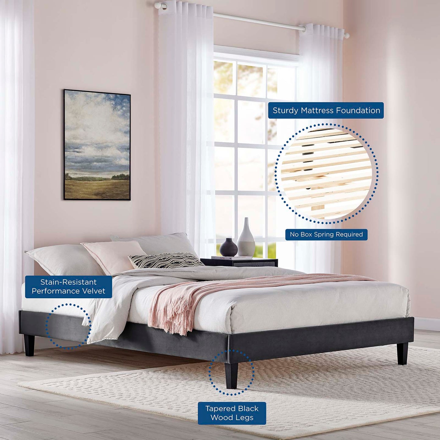 Sasha Button-Tufted Performance Velvet Twin Bed By Modway - MOD-6797 | Beds | Modishstore - 3