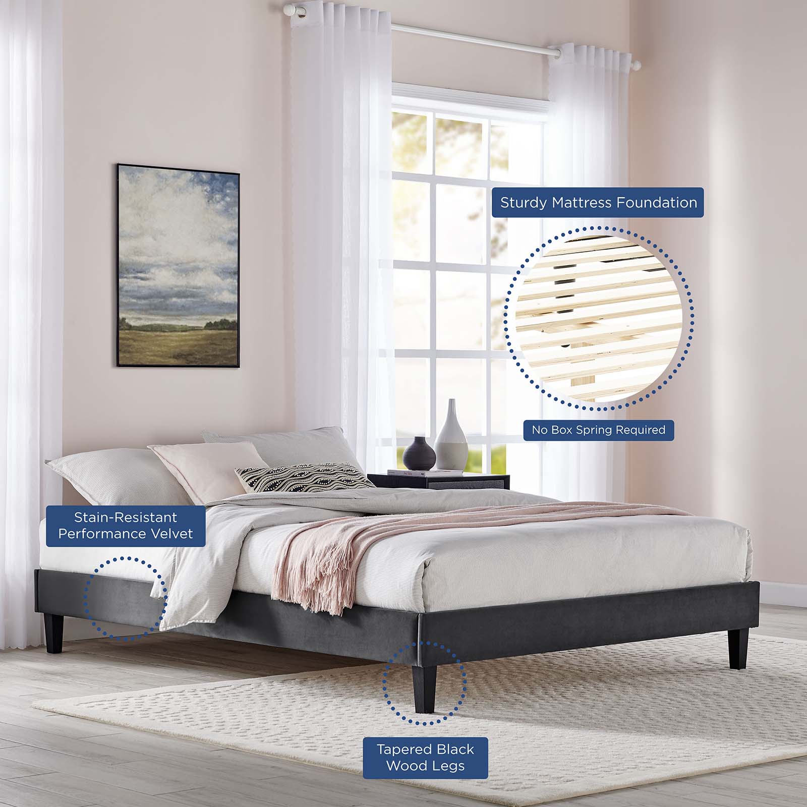 Sasha Button-Tufted Performance Velvet Twin Bed By Modway - MOD-6797 | Beds | Modishstore - 3