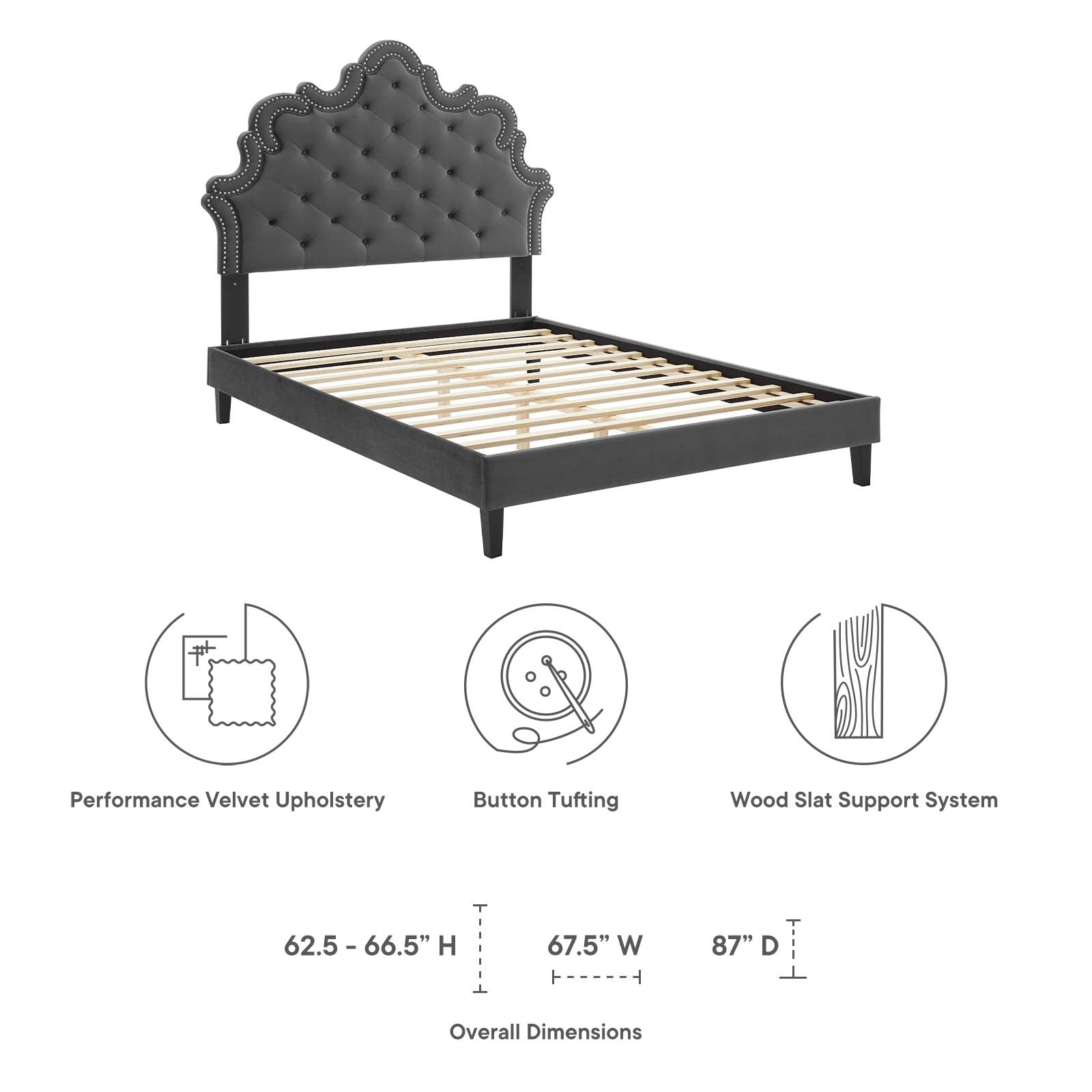 Sasha Button-Tufted Performance Velvet Twin Bed By Modway - MOD-6797 | Beds | Modishstore - 10