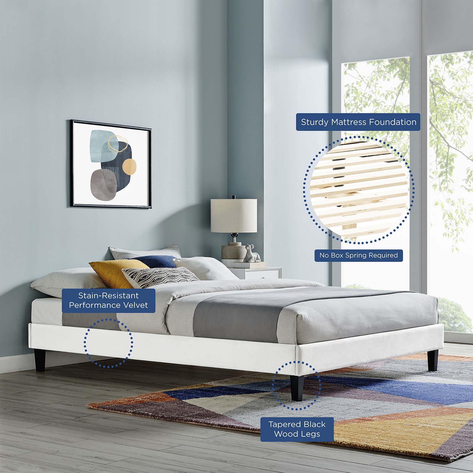 Novi Performance Velvet Twin Bed By Modway - MOD-6798 | Beds | Modishstore - 36