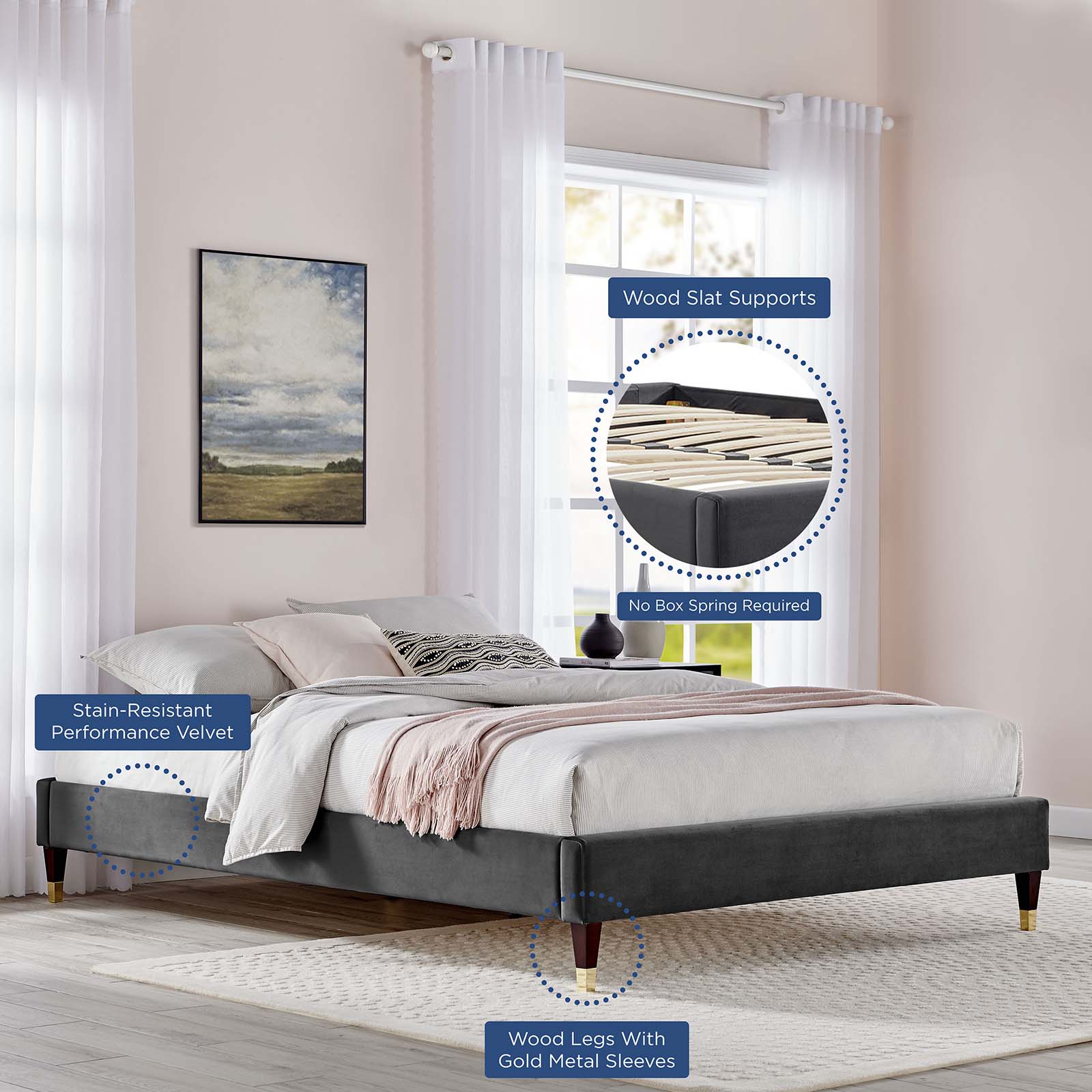 Sasha Button-Tufted Performance Velvet Full Bed By Modway - MOD-6807 | Beds | Modishstore - 3