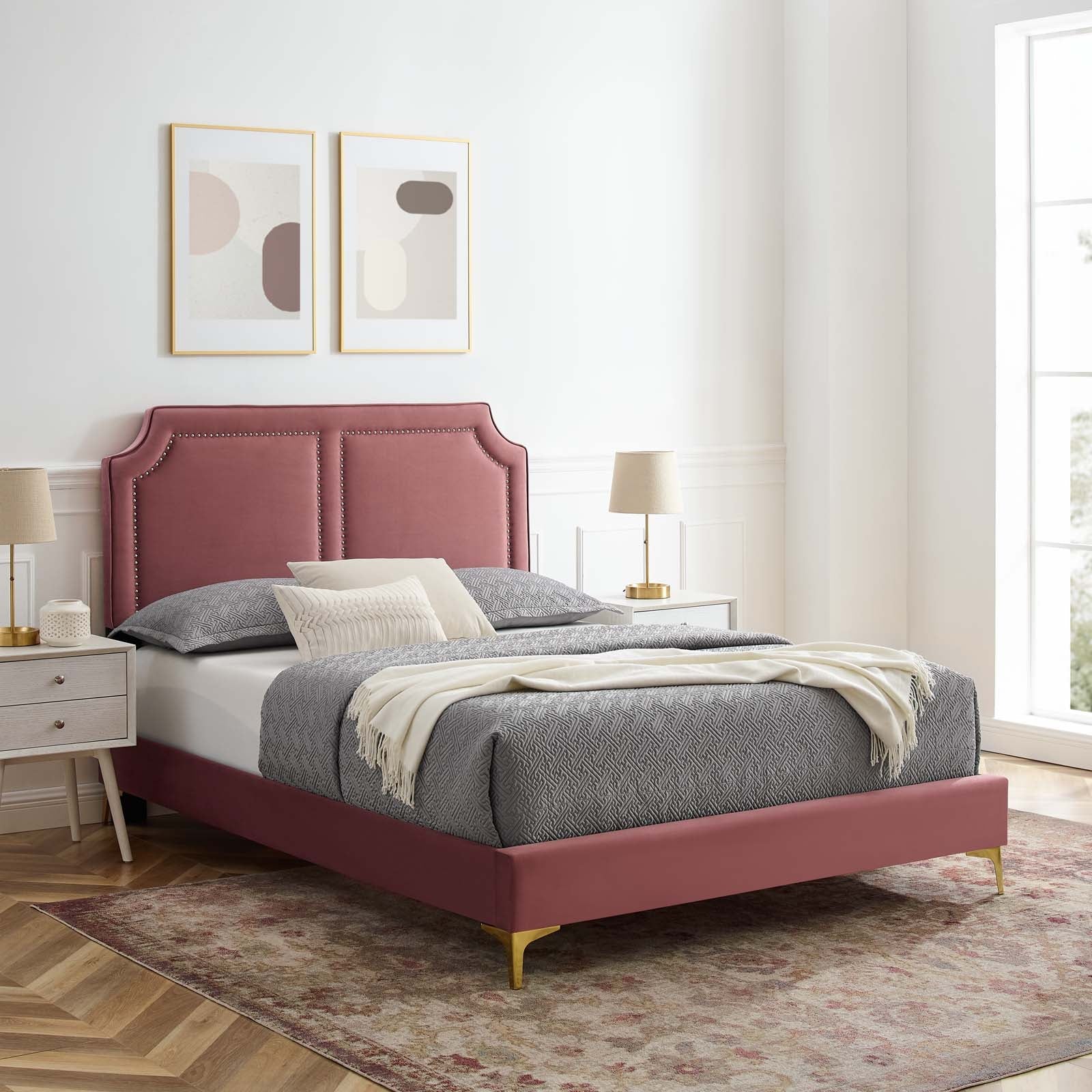 Novi Performance Velvet Queen Bed By Modway - MOD-6818 | Beds | Modishstore - 12