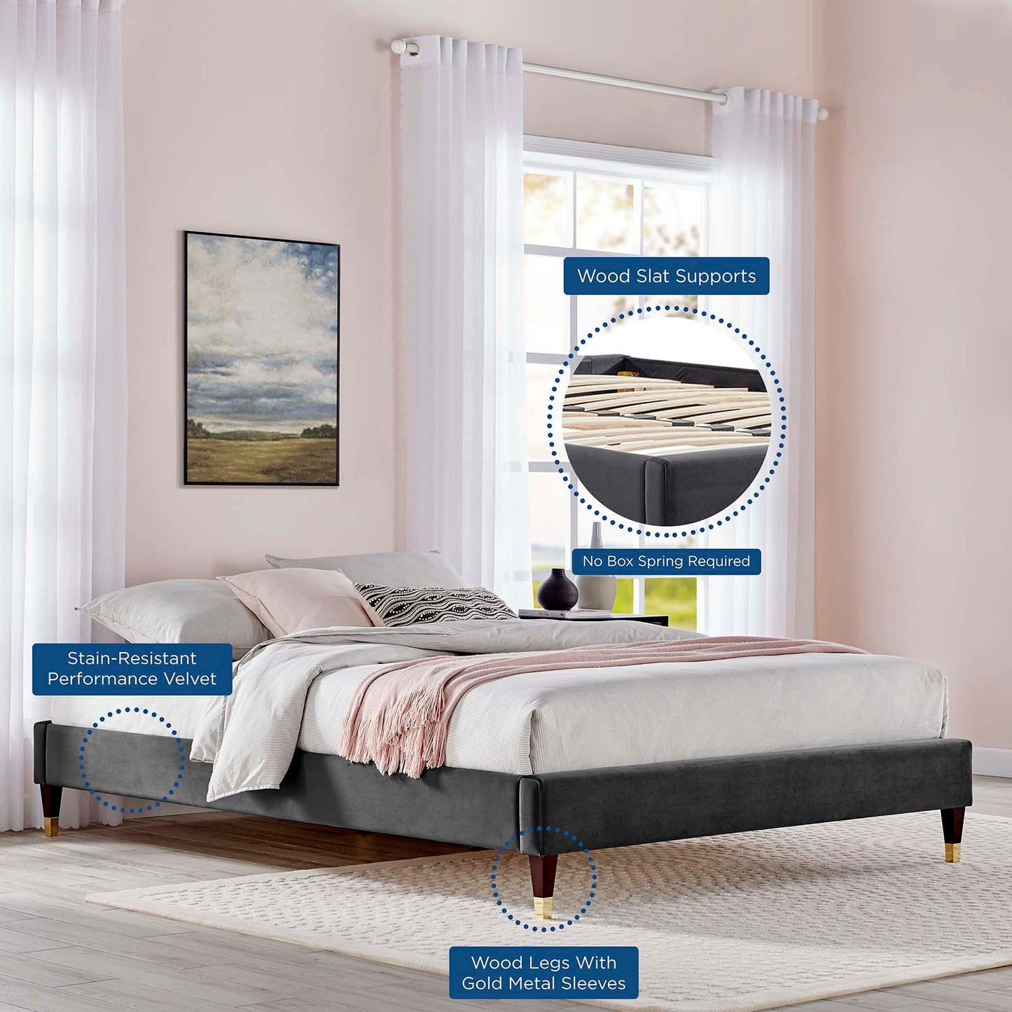 Sasha Button-Tufted Performance Velvet Queen Bed By Modway - MOD-6822