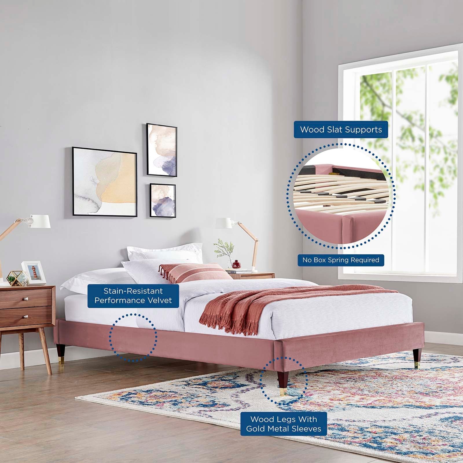 Sasha Button-Tufted Performance Velvet Queen Bed By Modway - MOD-6822 | Beds | Modishstore - 15