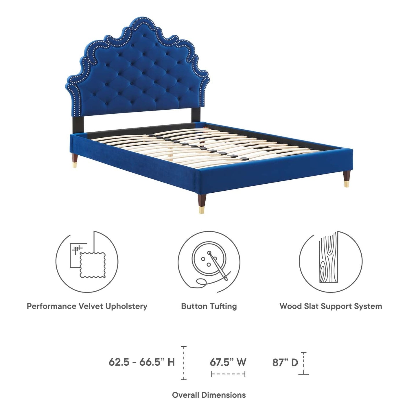 Sasha Button-Tufted Performance Velvet Queen Bed By Modway - MOD-6822 | Beds | Modishstore - 32