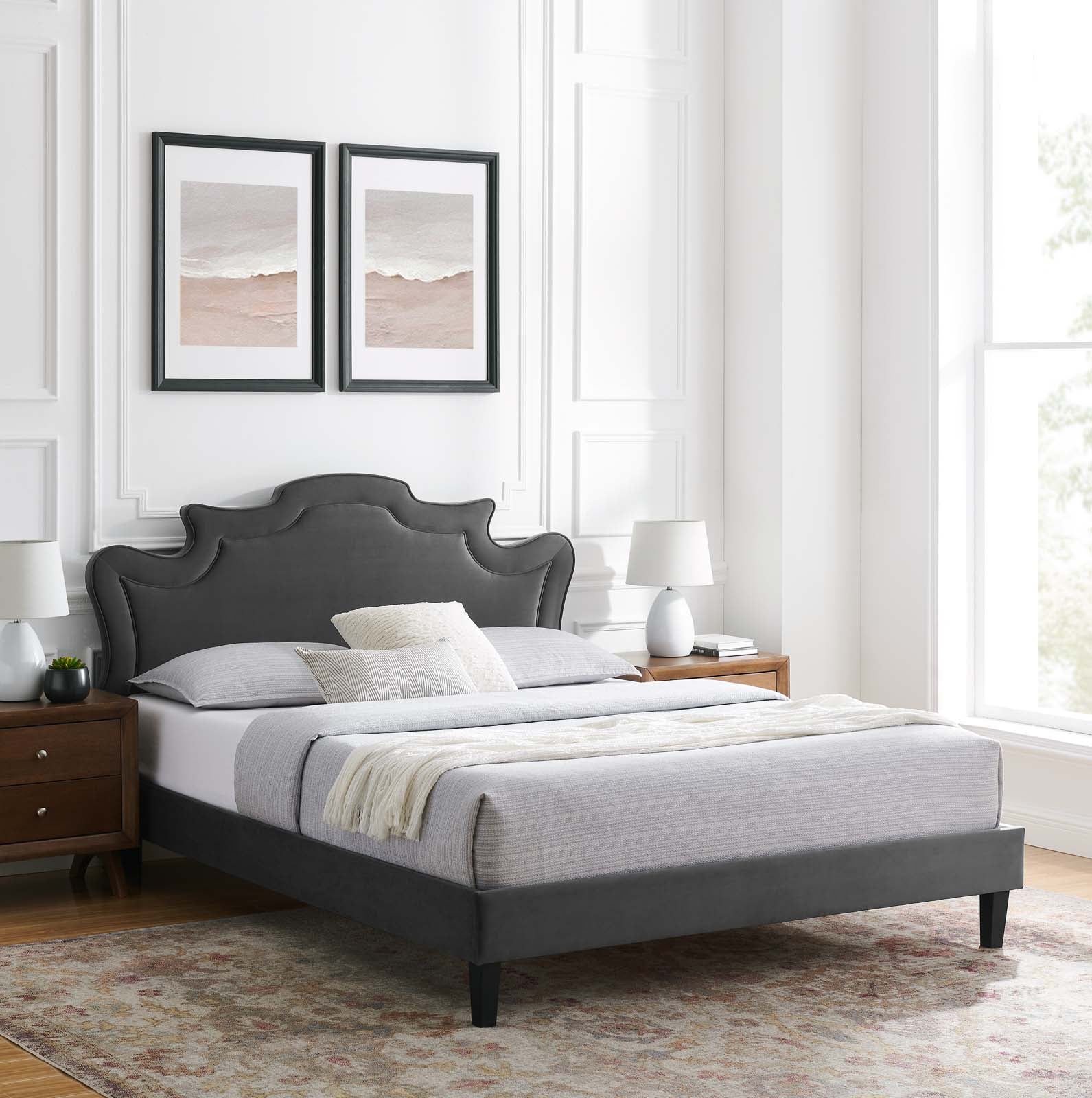 Neena Performance Velvet Queen Bed By Modway - MOD-6830 | Beds | Modishstore