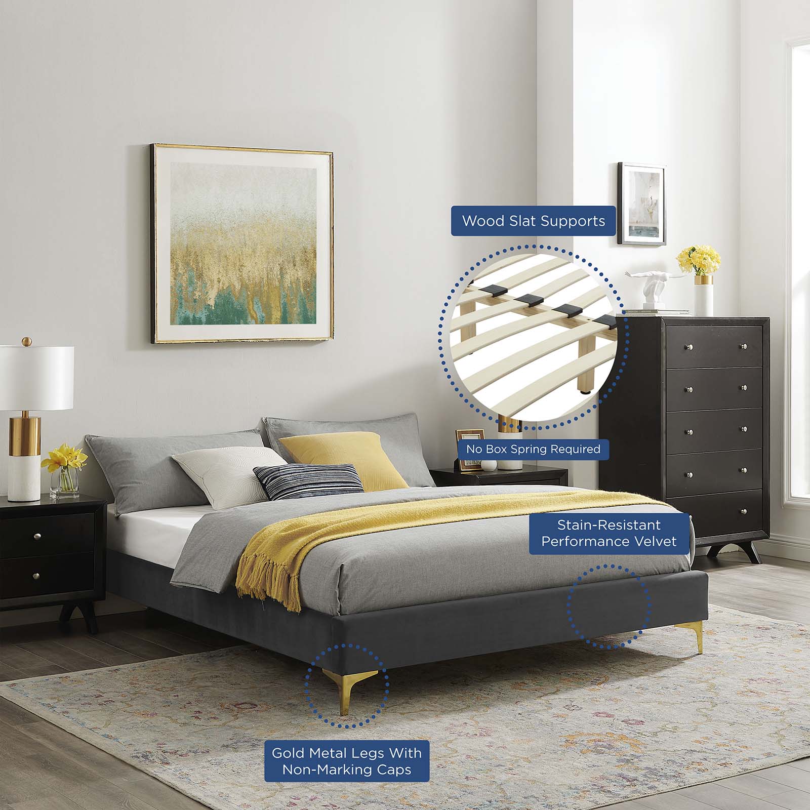 Sasha Button-Tufted Performance Velvet King Bed By Modway - MOD-6832 | Beds | Modishstore - 4