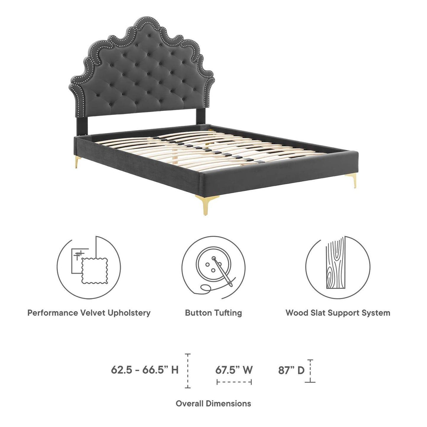 Sasha Button-Tufted Performance Velvet King Bed By Modway - MOD-6832 | Beds | Modishstore - 10