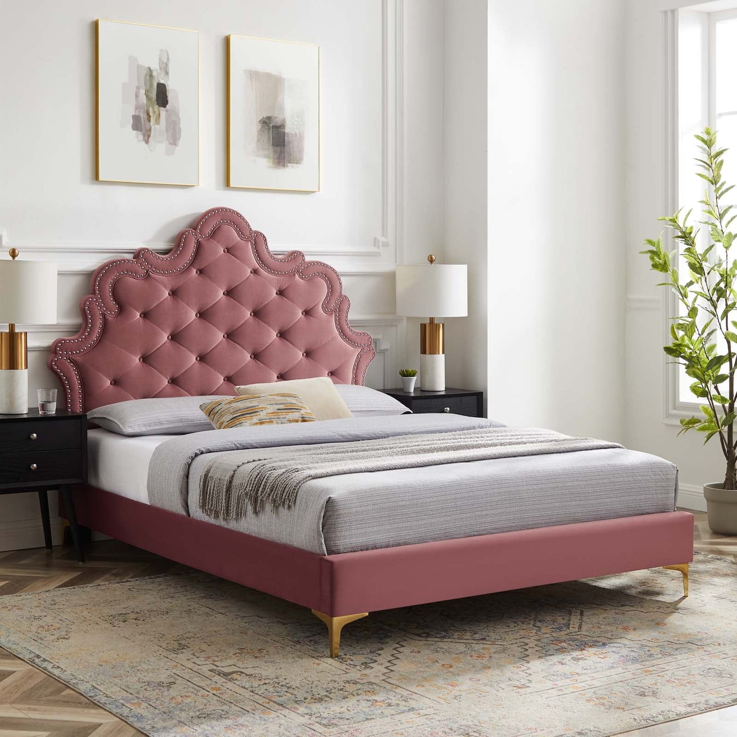 Sasha Button-Tufted Performance Velvet King Bed By Modway - MOD-6832 | Beds | Modishstore - 12