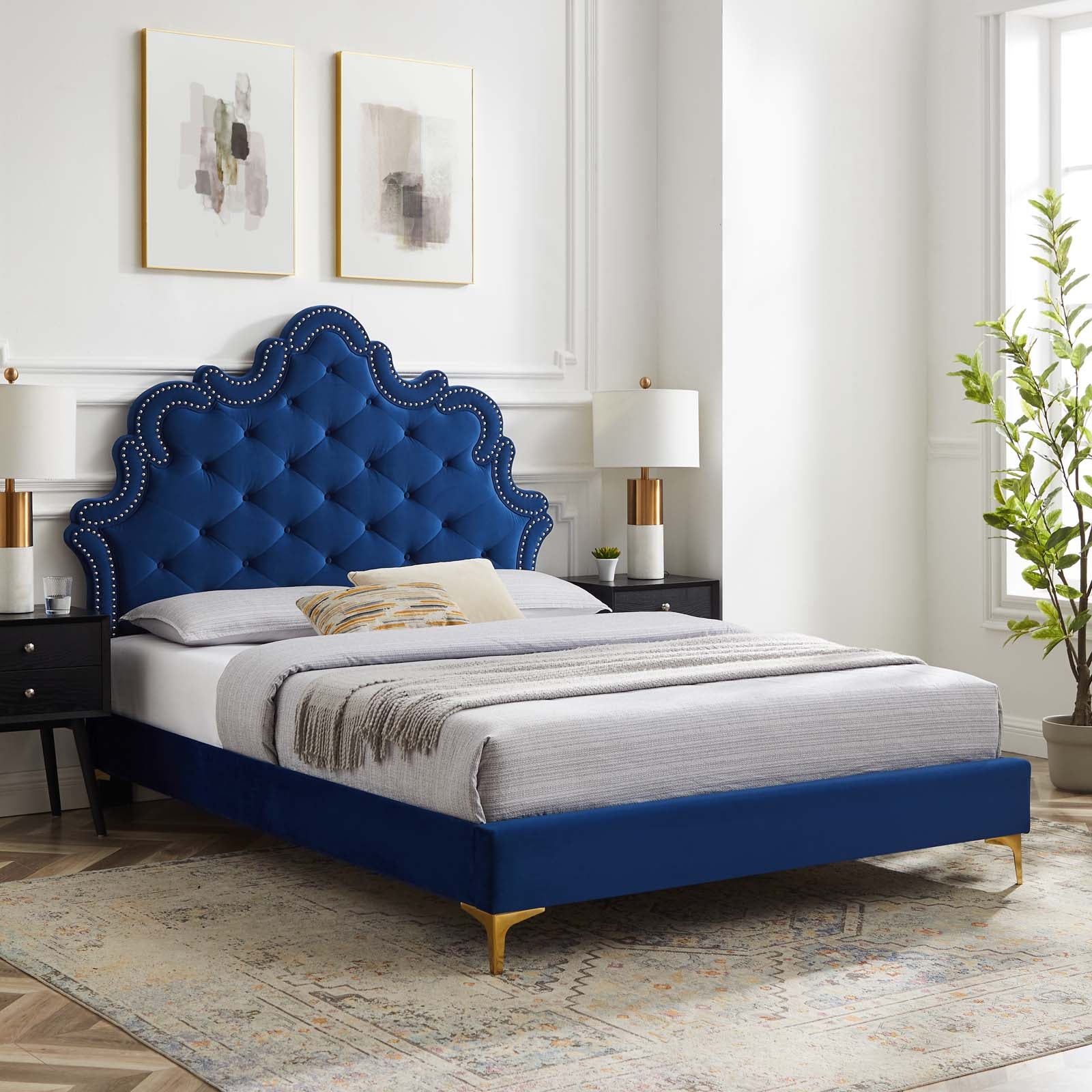 Sasha Button-Tufted Performance Velvet King Bed By Modway - MOD-6832 | Beds | Modishstore - 23
