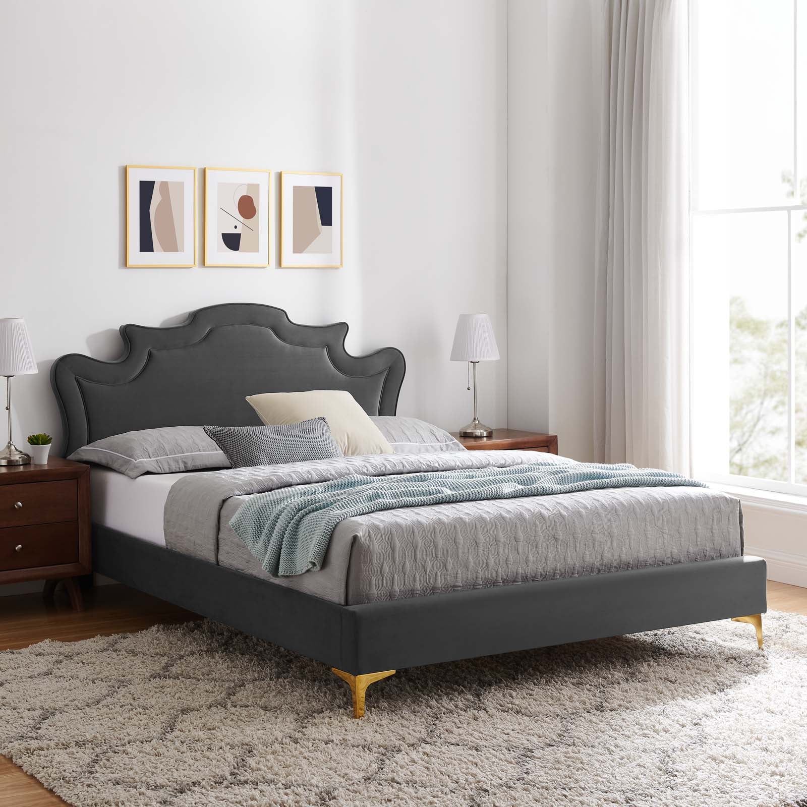 Neena Performance Velvet King Bed By Modway - MOD-6835 | Beds | Modishstore