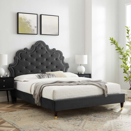 Sasha Button-Tufted Performance Velvet King Bed By Modway - MOD-6837 | Beds | Modishstore