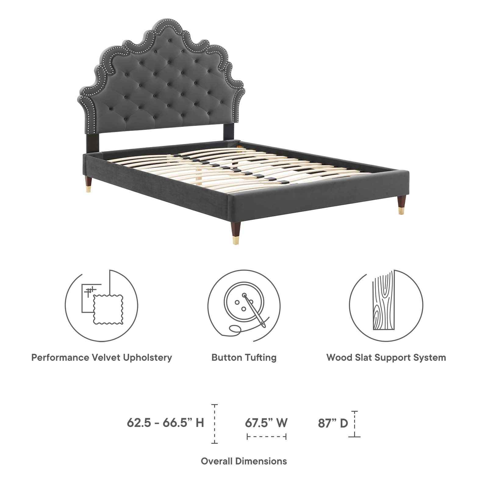 Sasha Button-Tufted Performance Velvet King Bed By Modway - MOD-6837 | Beds | Modishstore - 10