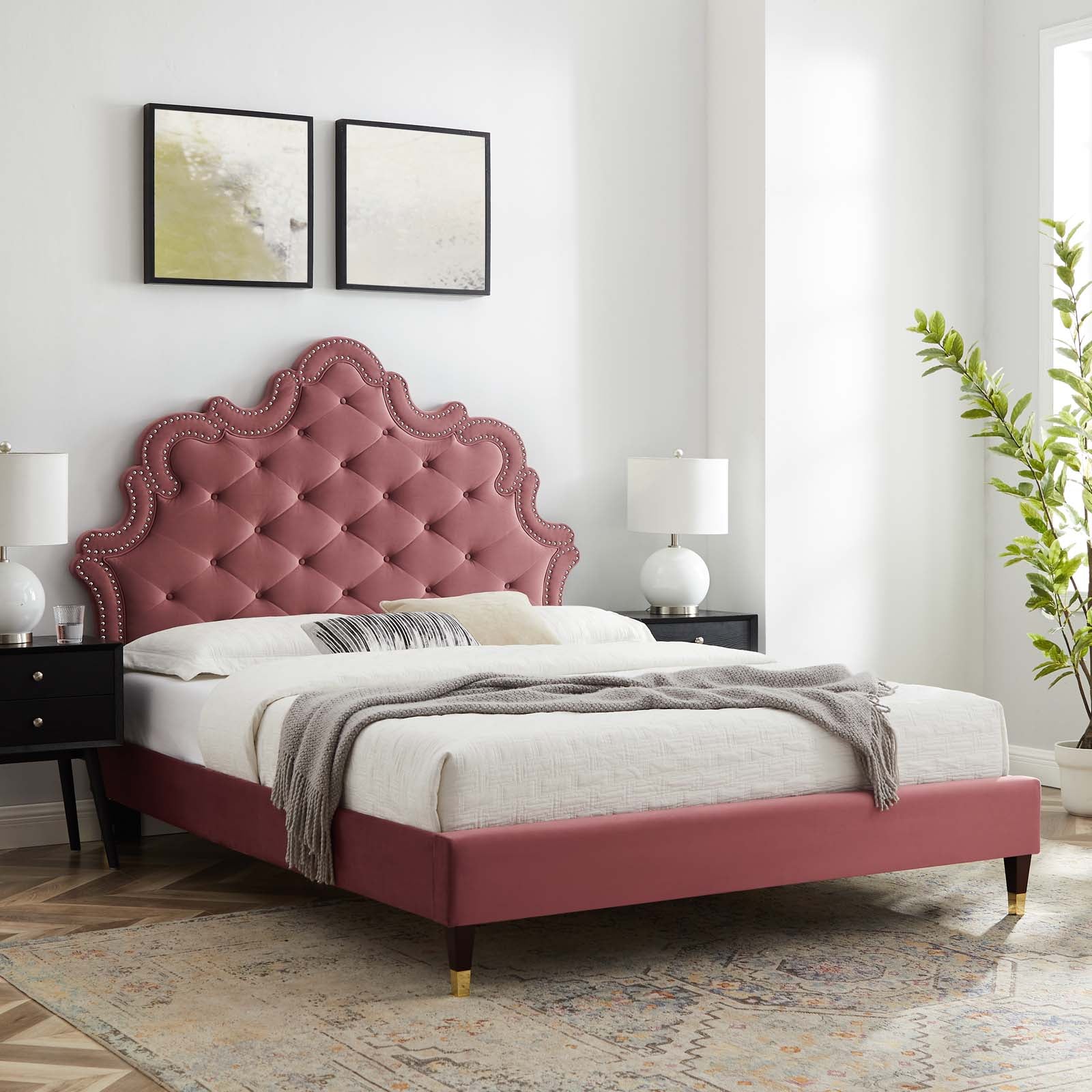 Sasha Button-Tufted Performance Velvet King Bed By Modway - MOD-6837 | Beds | Modishstore - 15