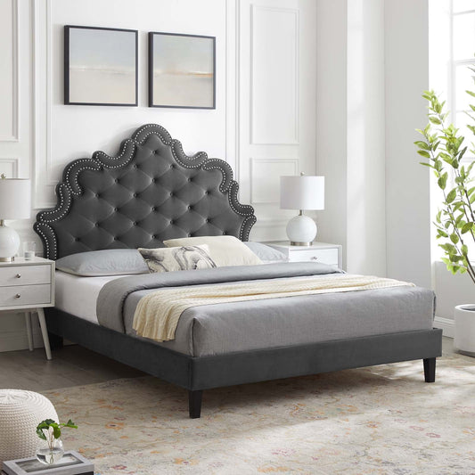 Sasha Button-Tufted Performance Velvet King Bed By Modway - MOD-6842 | Beds | Modishstore