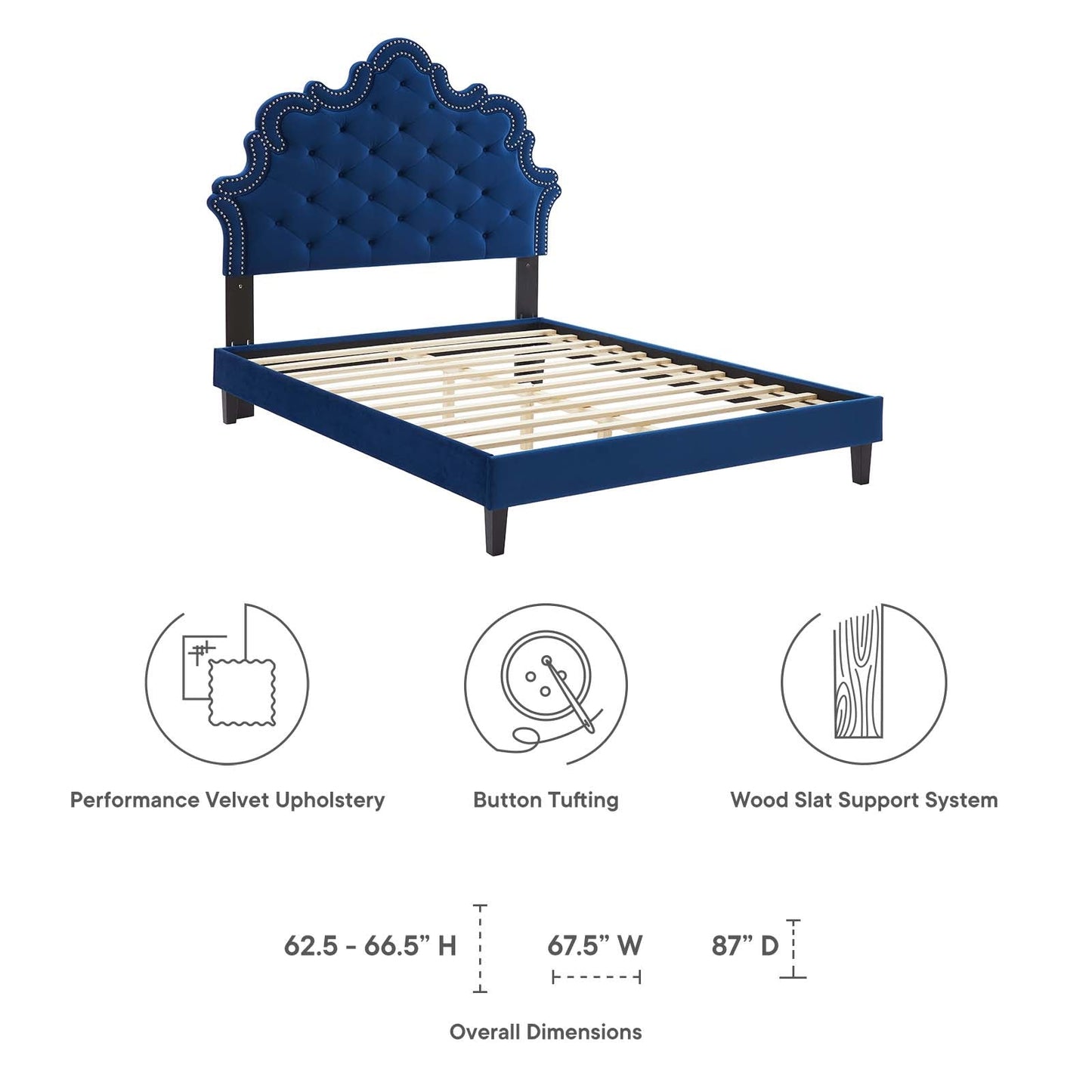 Sasha Button-Tufted Performance Velvet King Bed By Modway - MOD-6842 | Beds | Modishstore - 32