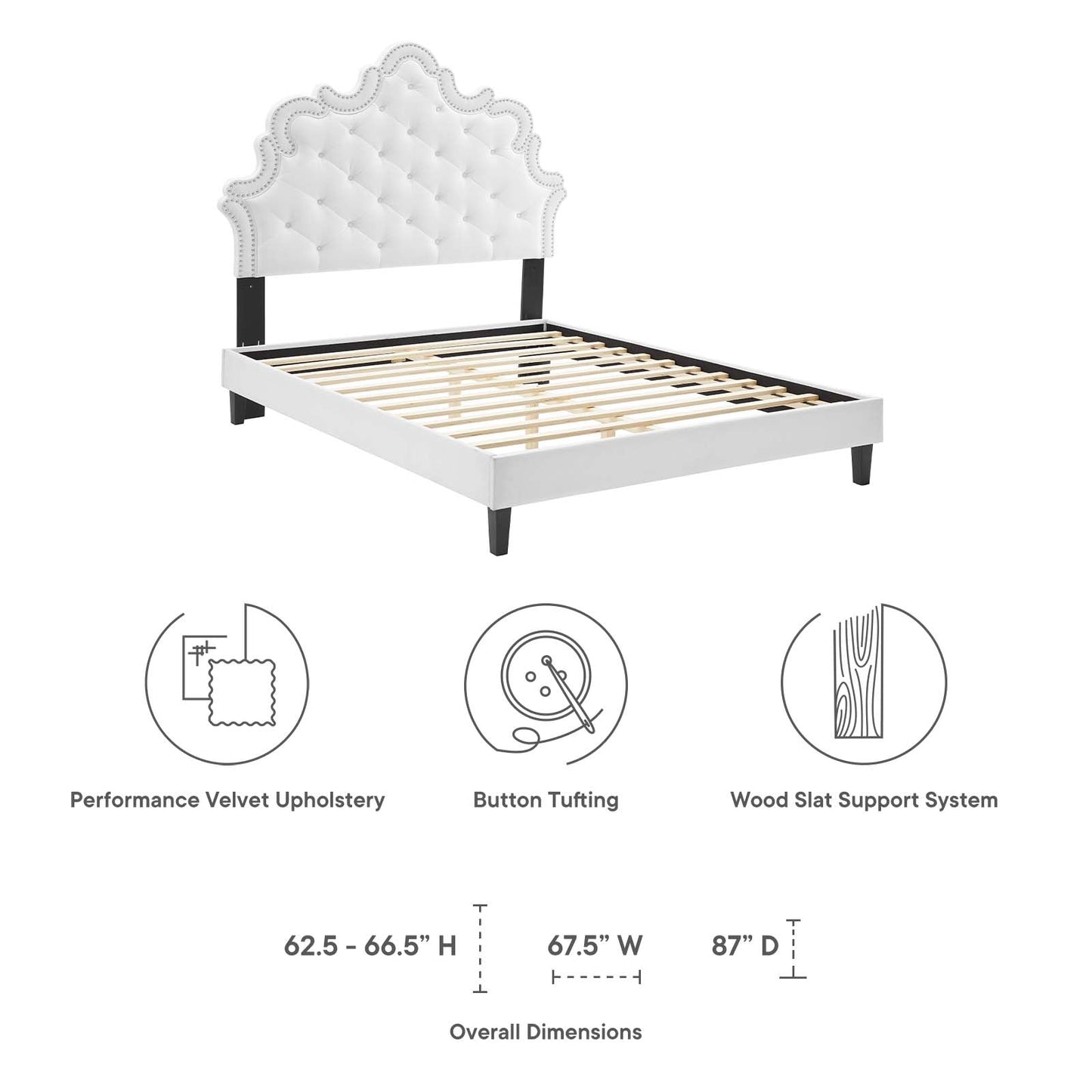 Sasha Button-Tufted Performance Velvet King Bed By Modway - MOD-6842 | Beds | Modishstore - 43