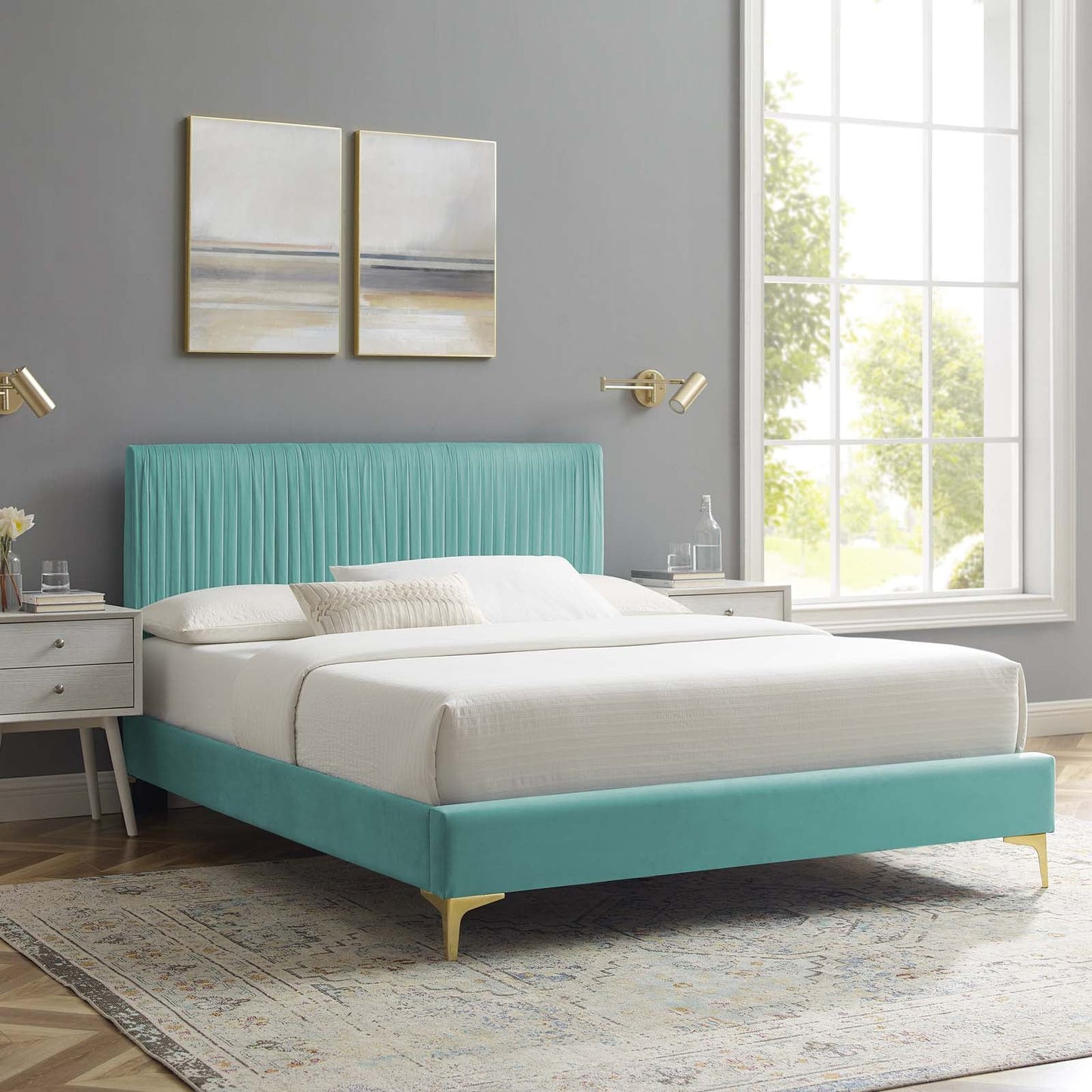 Modway Peyton Performance Velvet Twin Platform Bed | Beds | Modishstore-62