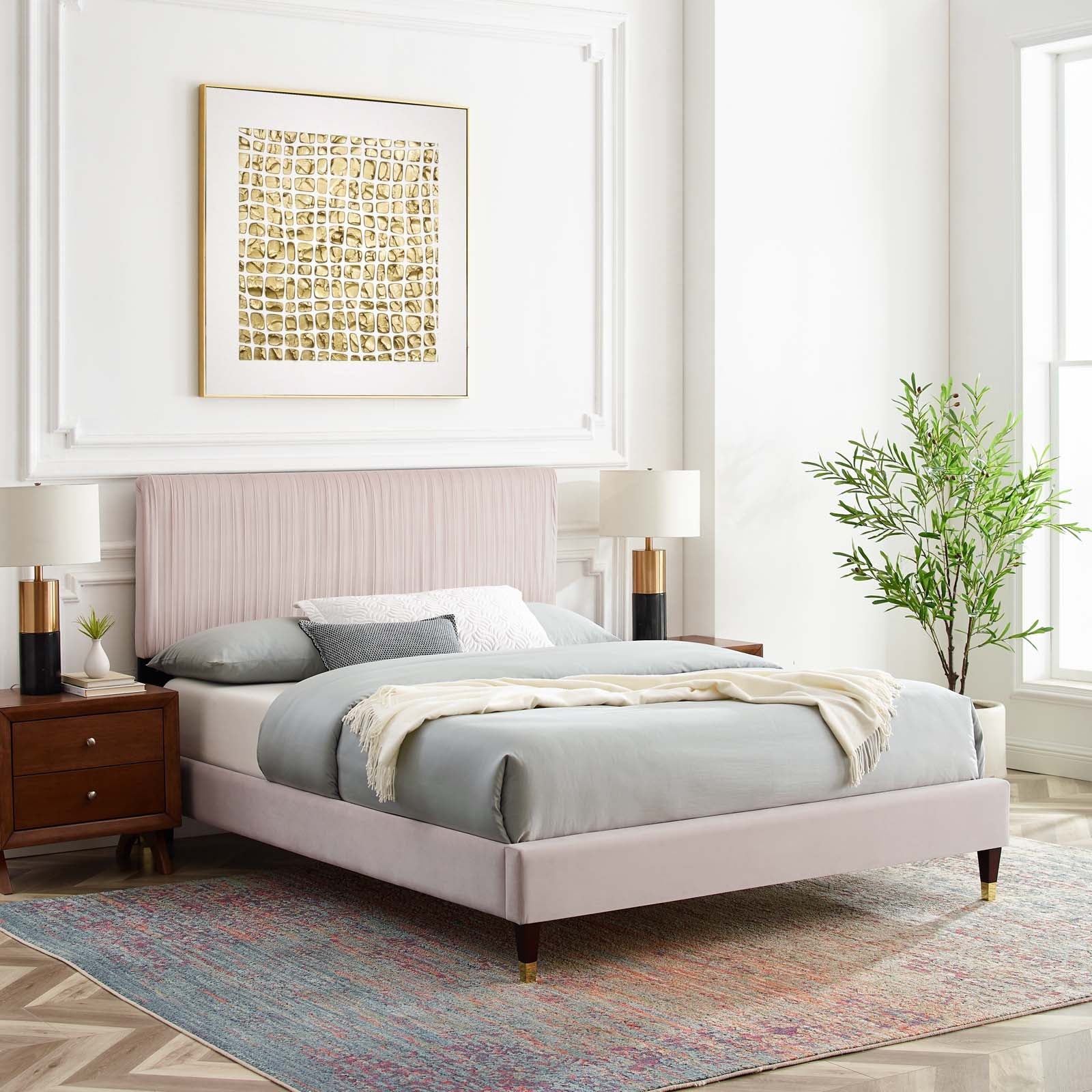 Modway Peyton Performance Velvet Twin Platform Bed | Beds | Modishstore-41