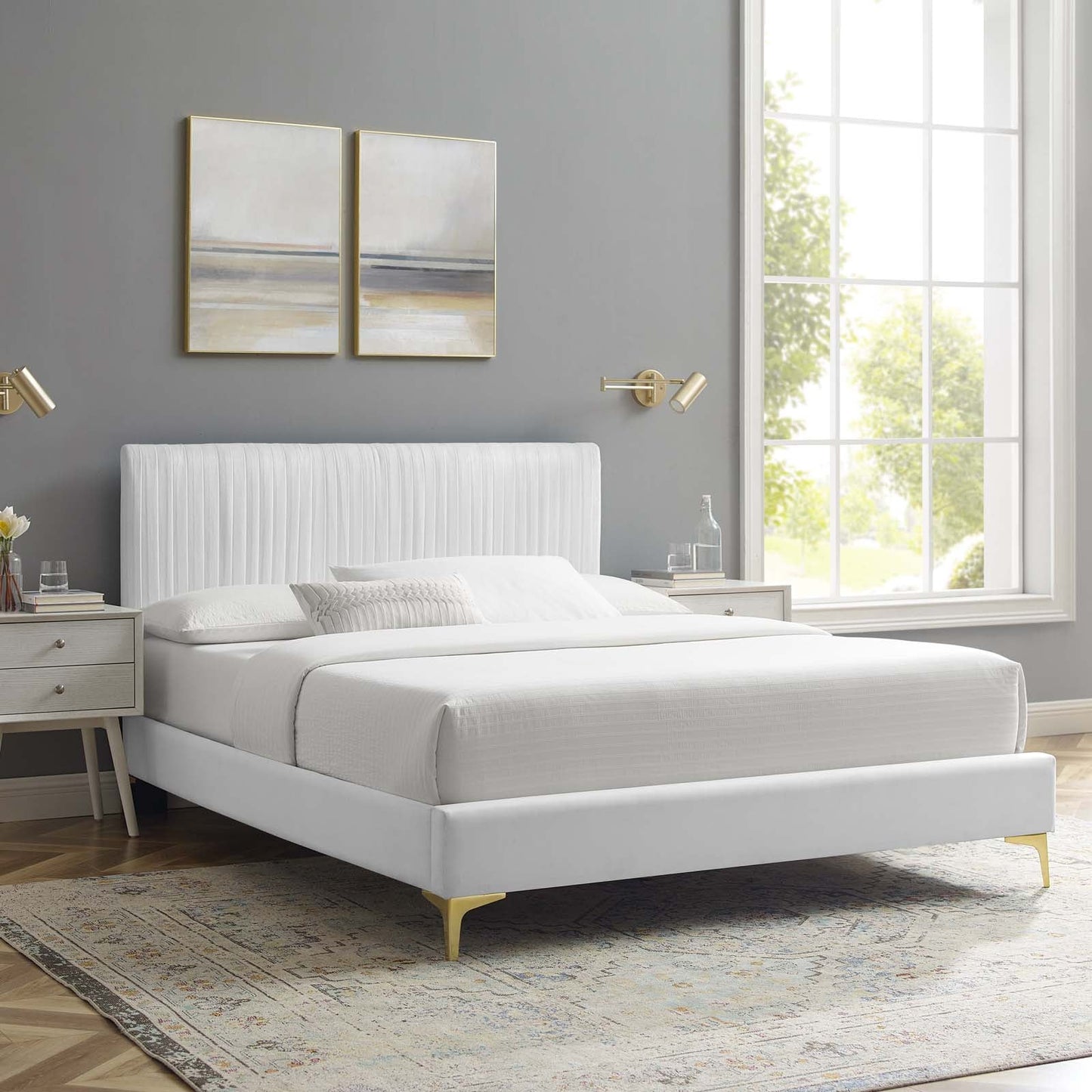 Modway Peyton Performance Velvet Full Platform Bed | Beds | Modishstore-46