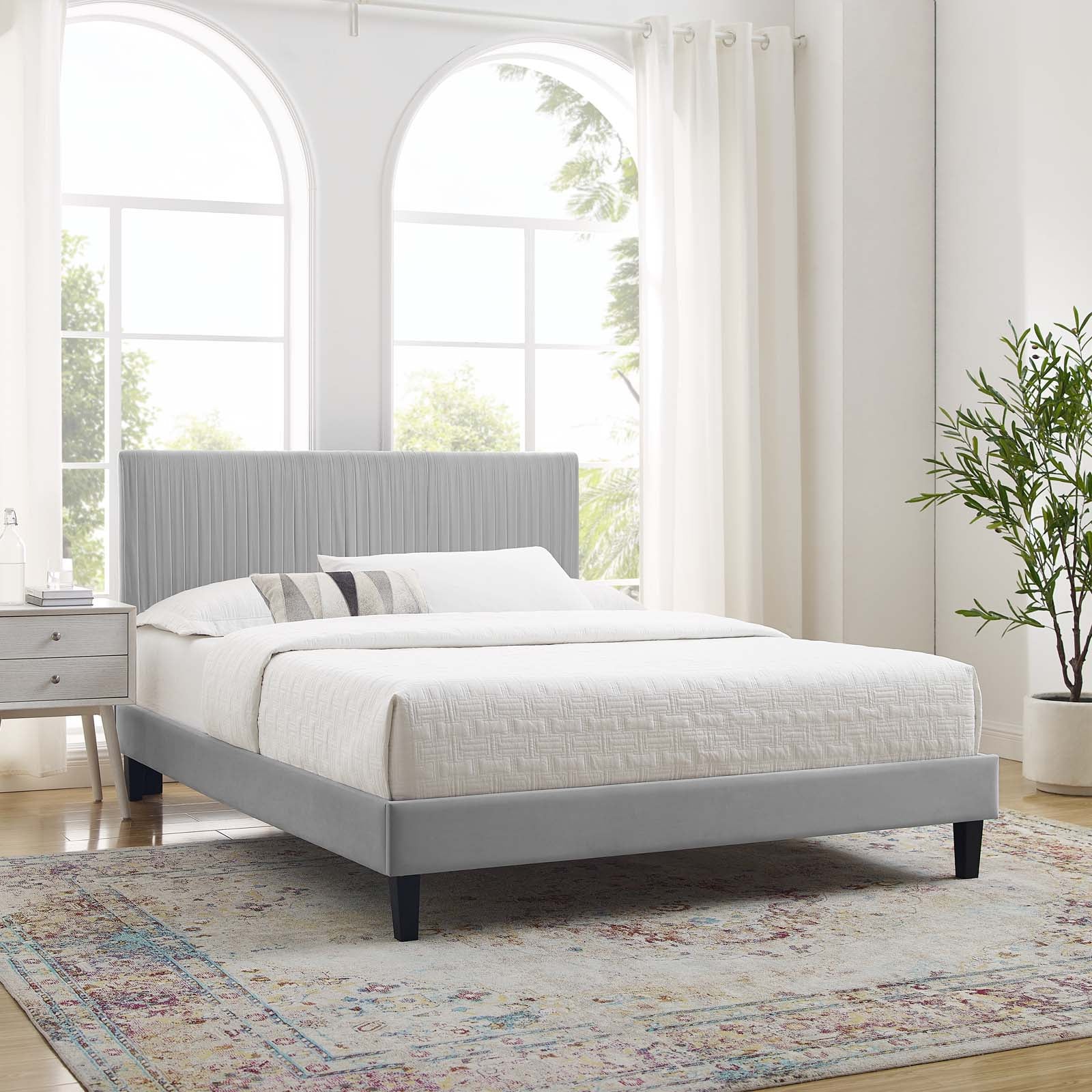 Modway Peyton Performance Velvet Full Platform Bed | Beds | Modishstore-62