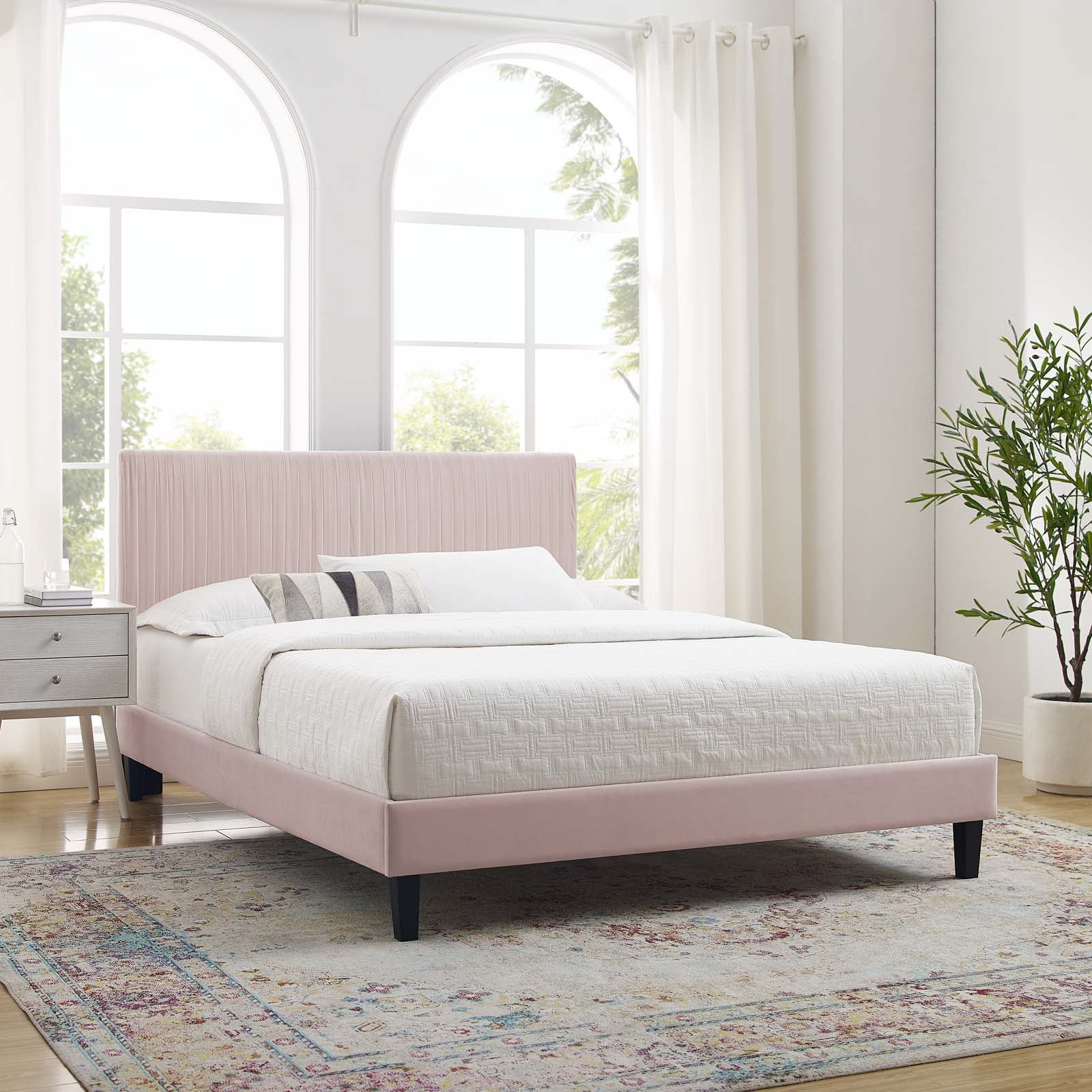 Modway Peyton Performance Velvet Full Platform Bed | Beds | Modishstore-61