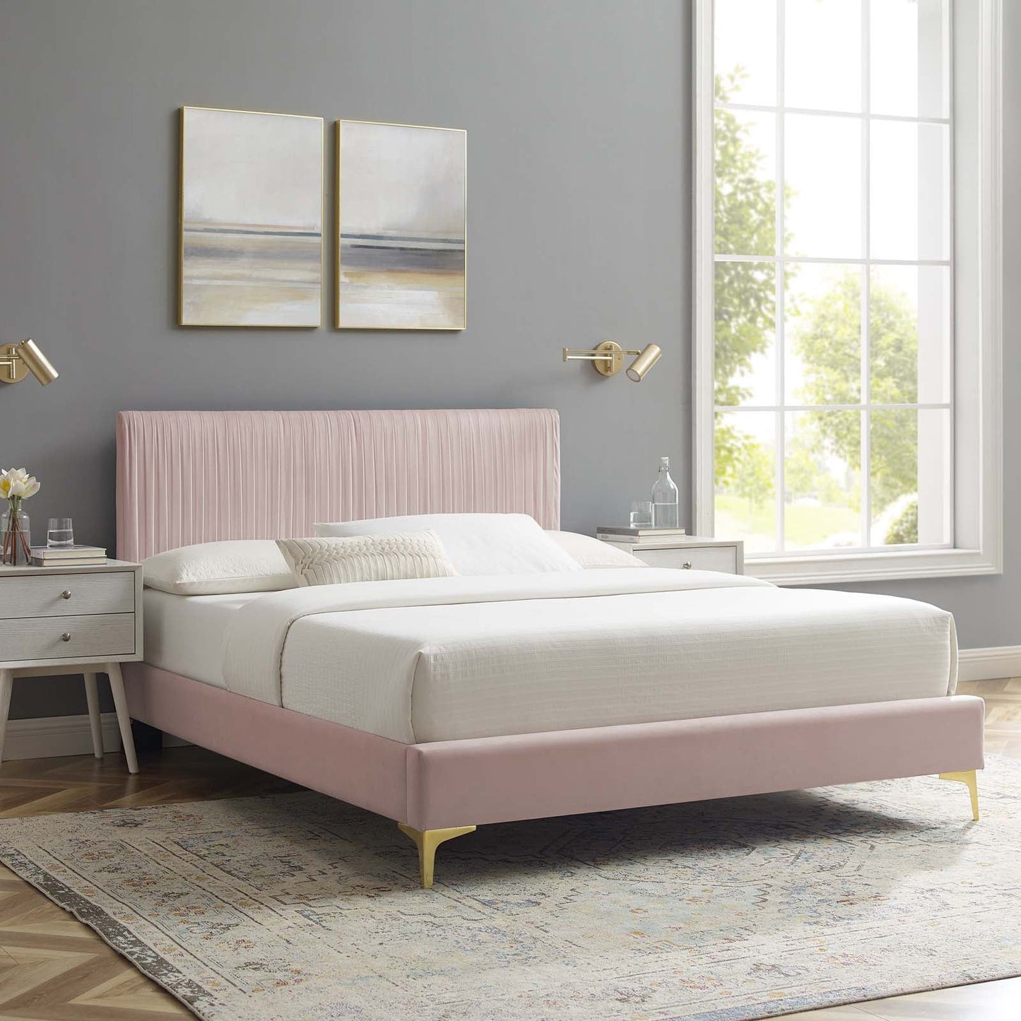 Modway Peyton Performance Velvet King Platform Bed | Beds | Modishstore-32