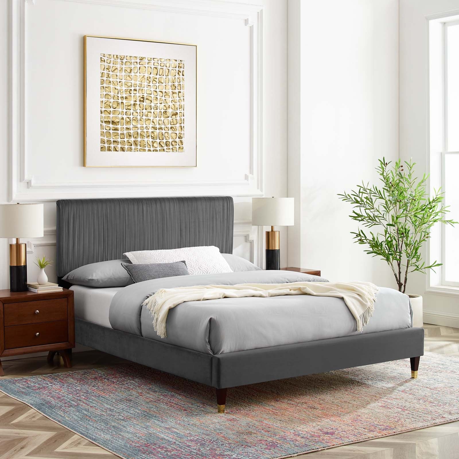 Modway Peyton Performance Velvet King Platform Bed | Beds | Modishstore