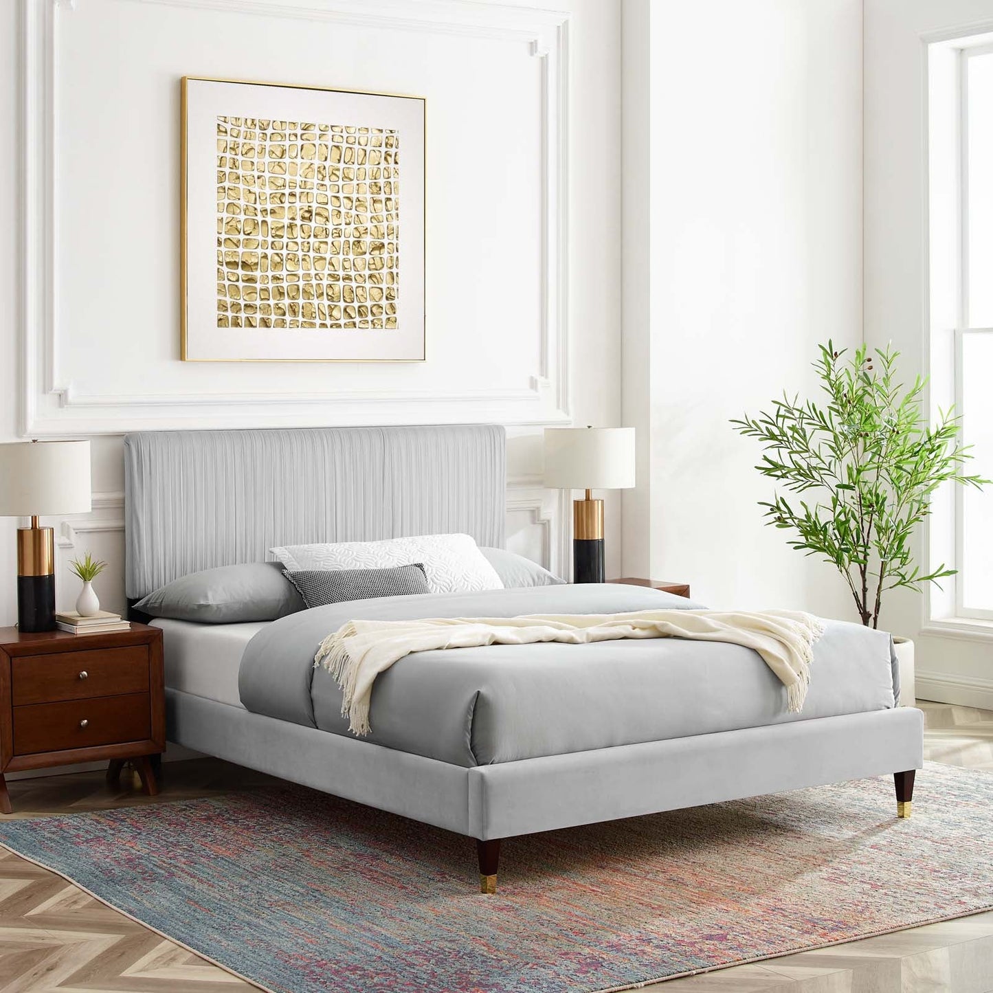 Modway Peyton Performance Velvet King Platform Bed | Beds | Modishstore-63