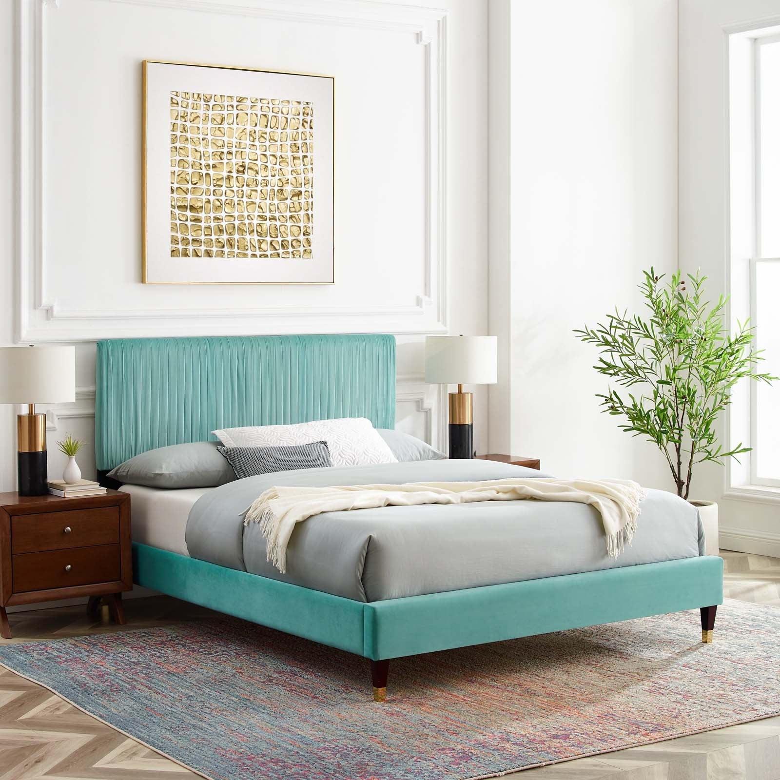 Modway Peyton Performance Velvet King Platform Bed | Beds | Modishstore-64