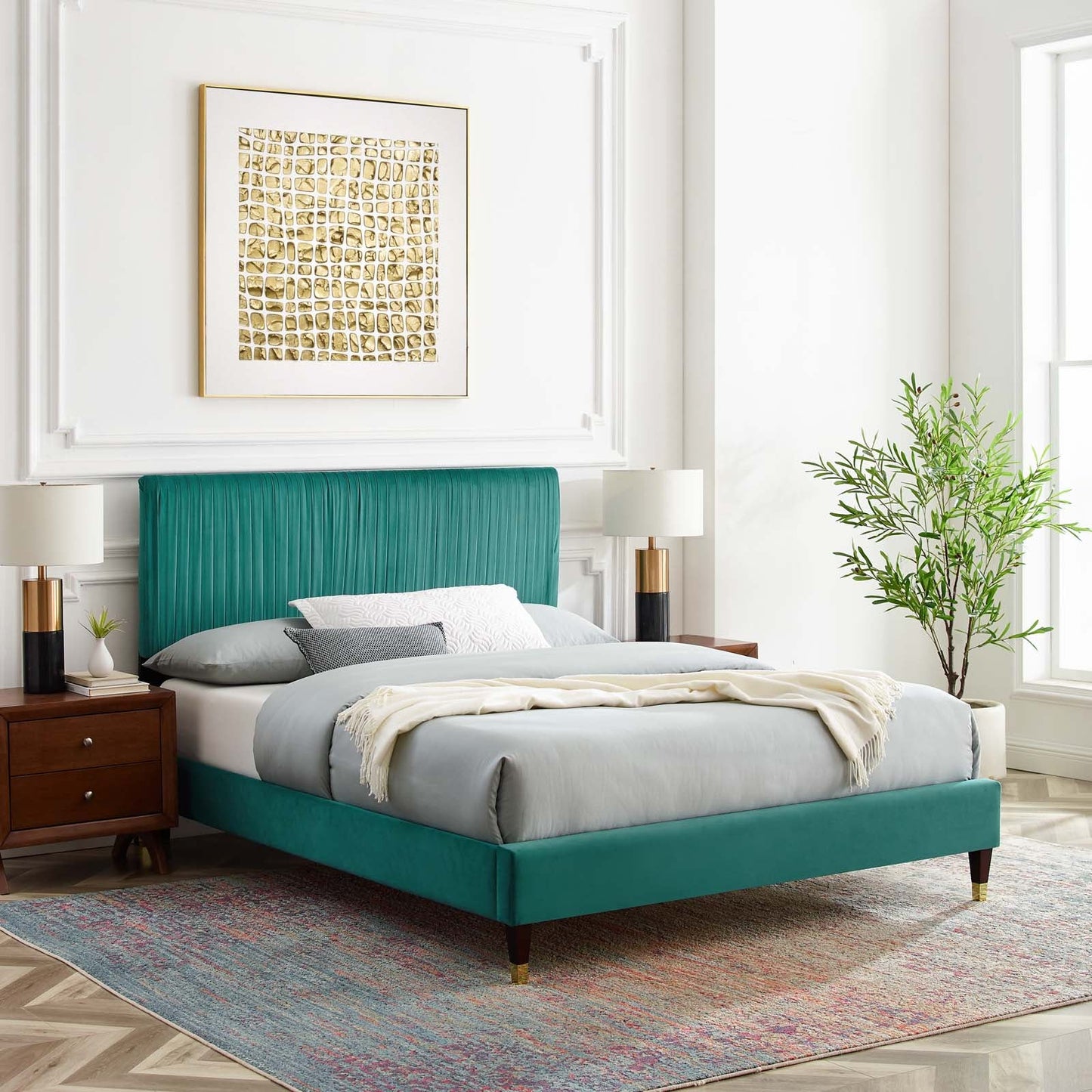 Modway Peyton Performance Velvet King Platform Bed | Beds | Modishstore-58