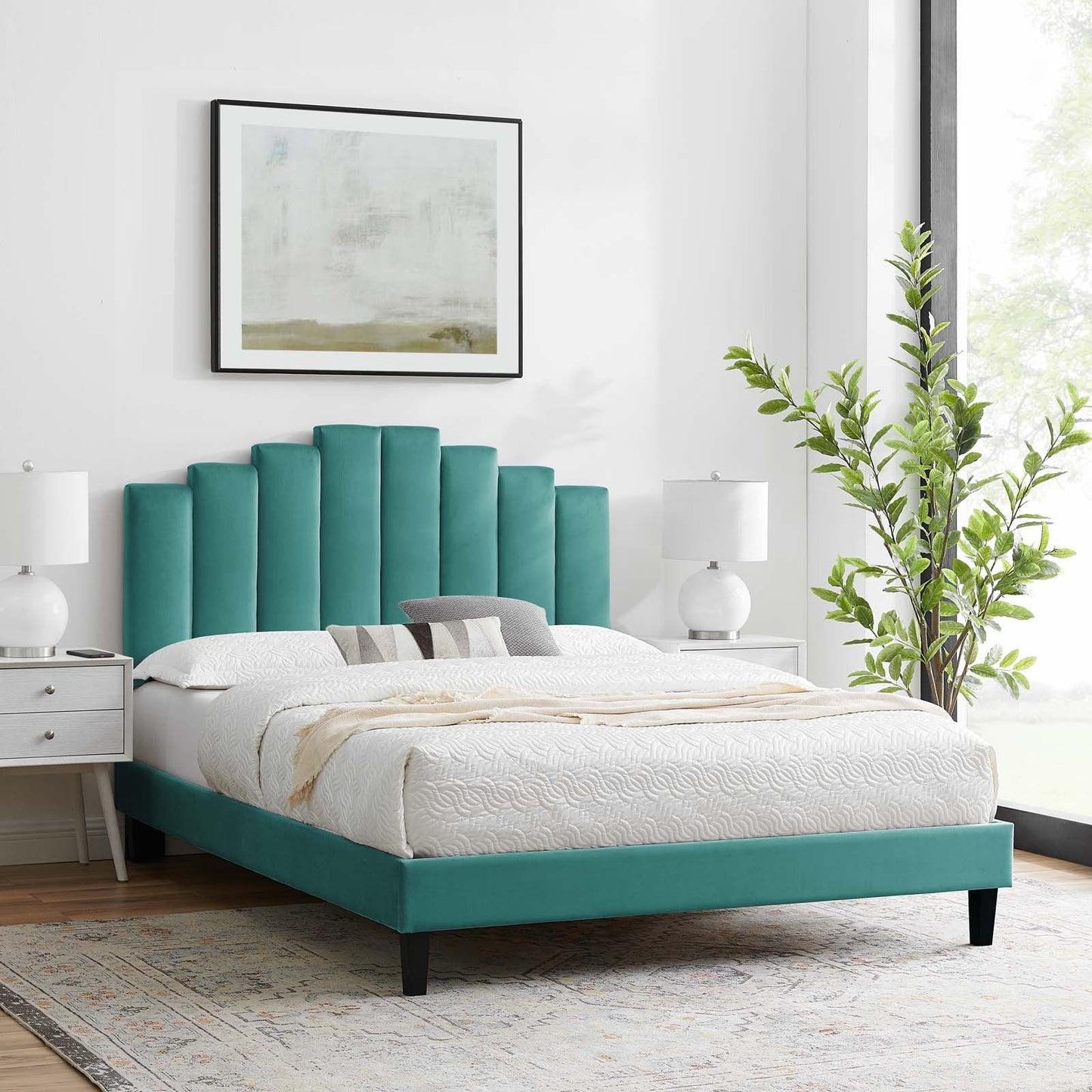 Modway Elise King Performance Velvet Platform Bed | Beds | 