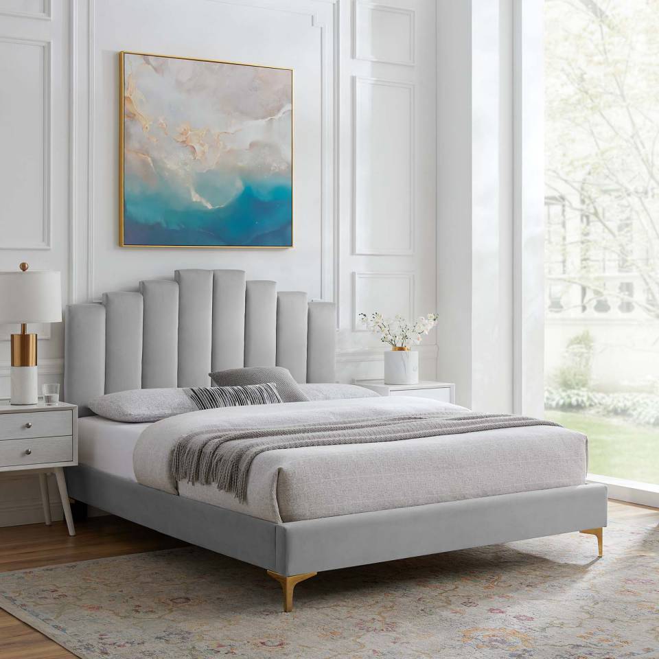 Modway Elise King Performance Velvet Platform Bed | Beds | 