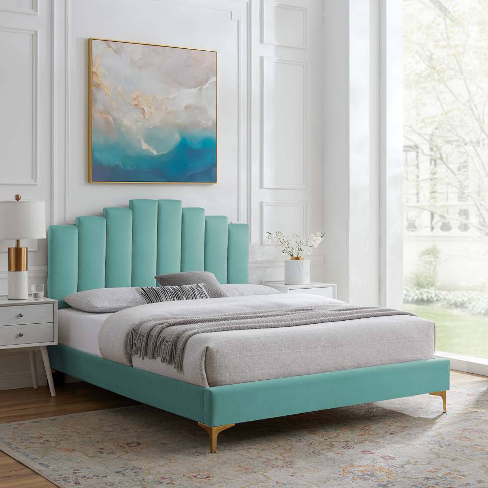 Modway Elise King Performance Velvet Platform Bed | Beds | 