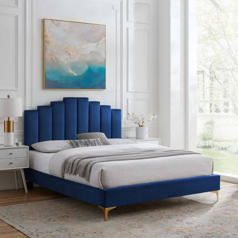 Modway Elise King Performance Velvet Platform Bed | Beds | 