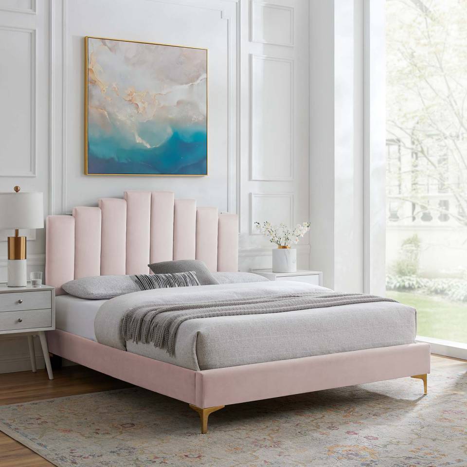 Modway Elise King Performance Velvet Platform Bed | Beds | 