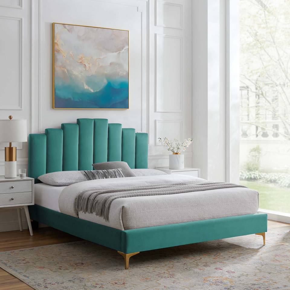 Modway Elise King Performance Velvet Platform Bed | Beds | 