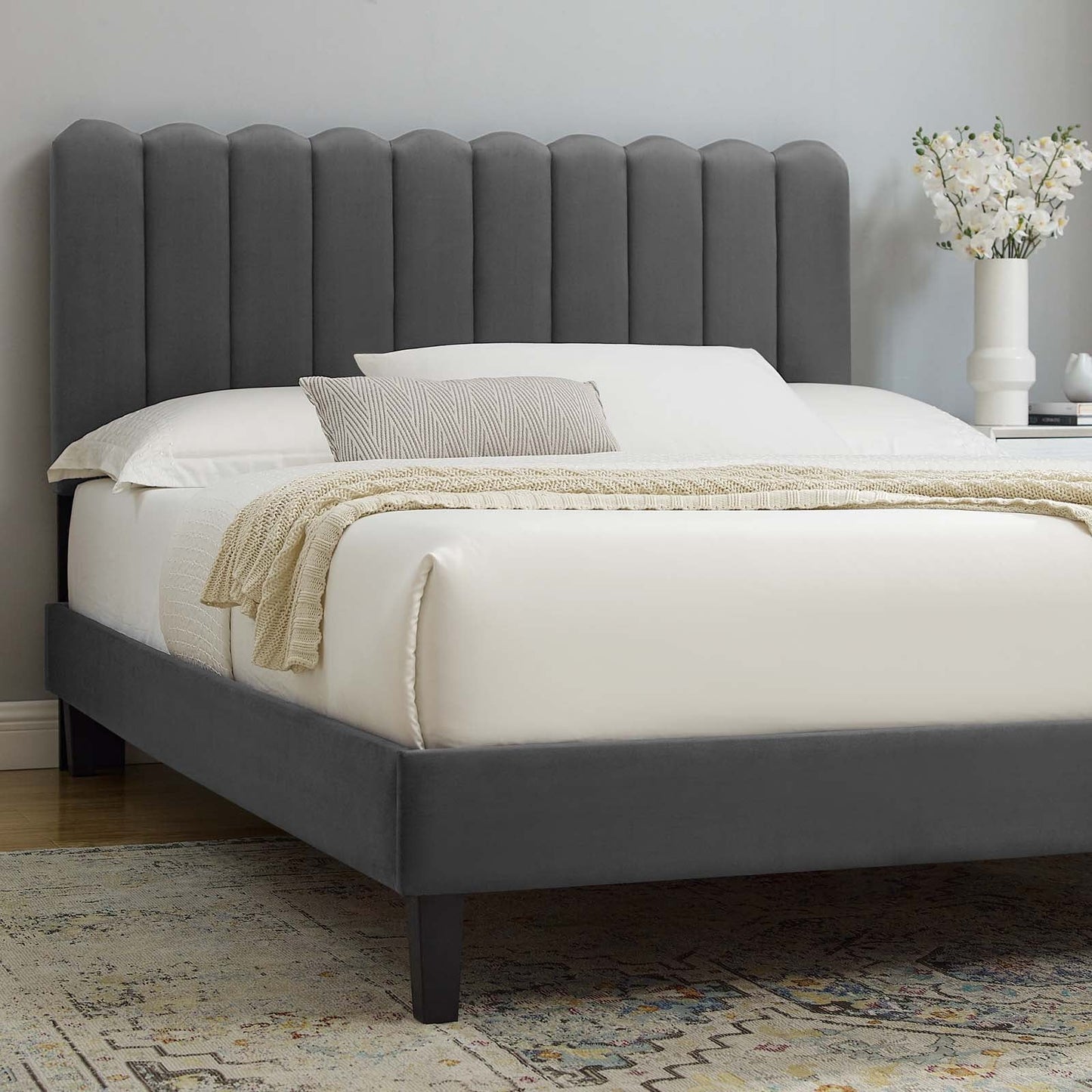 Reagan Twin Performance Velvet Platform Bed By Modway - MOD-6887 | Beds | Modishstore