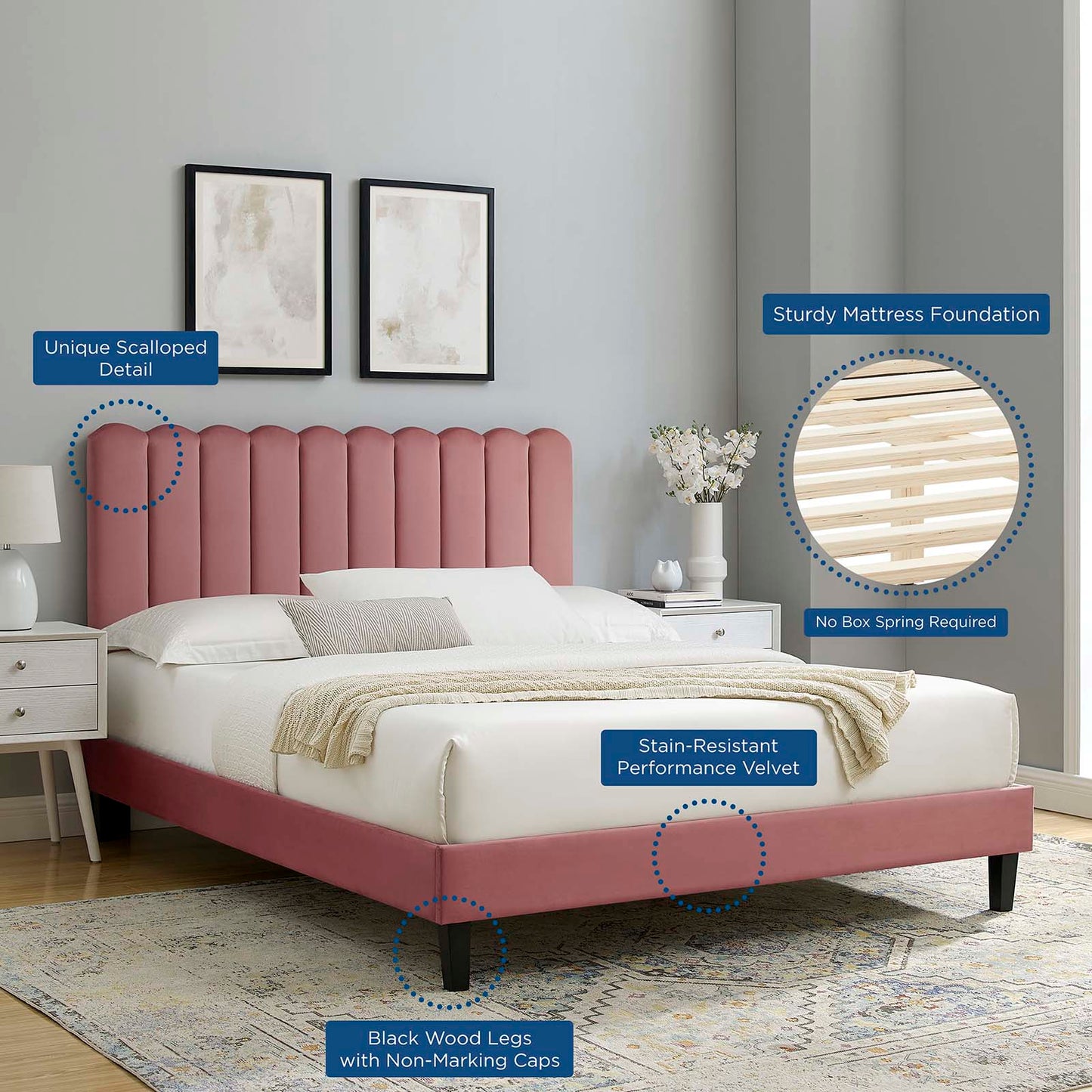 Reagan Full Performance Velvet Platform Bed By Modway - MOD-6893 | Beds | Modishstore - 25